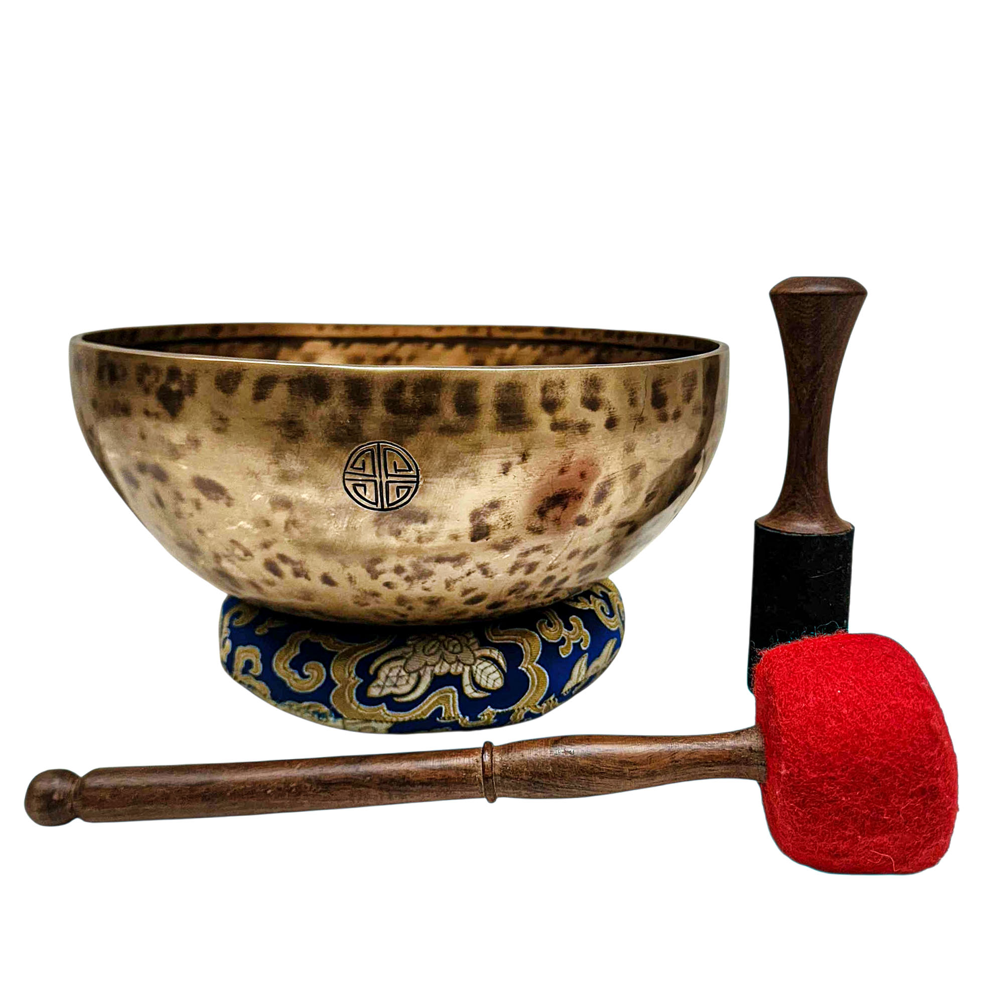 [full Moon Bowl], Moon Carved, Buddhist Hand Beaten Singing Bowl, Antique Finishing, [select Accessories]