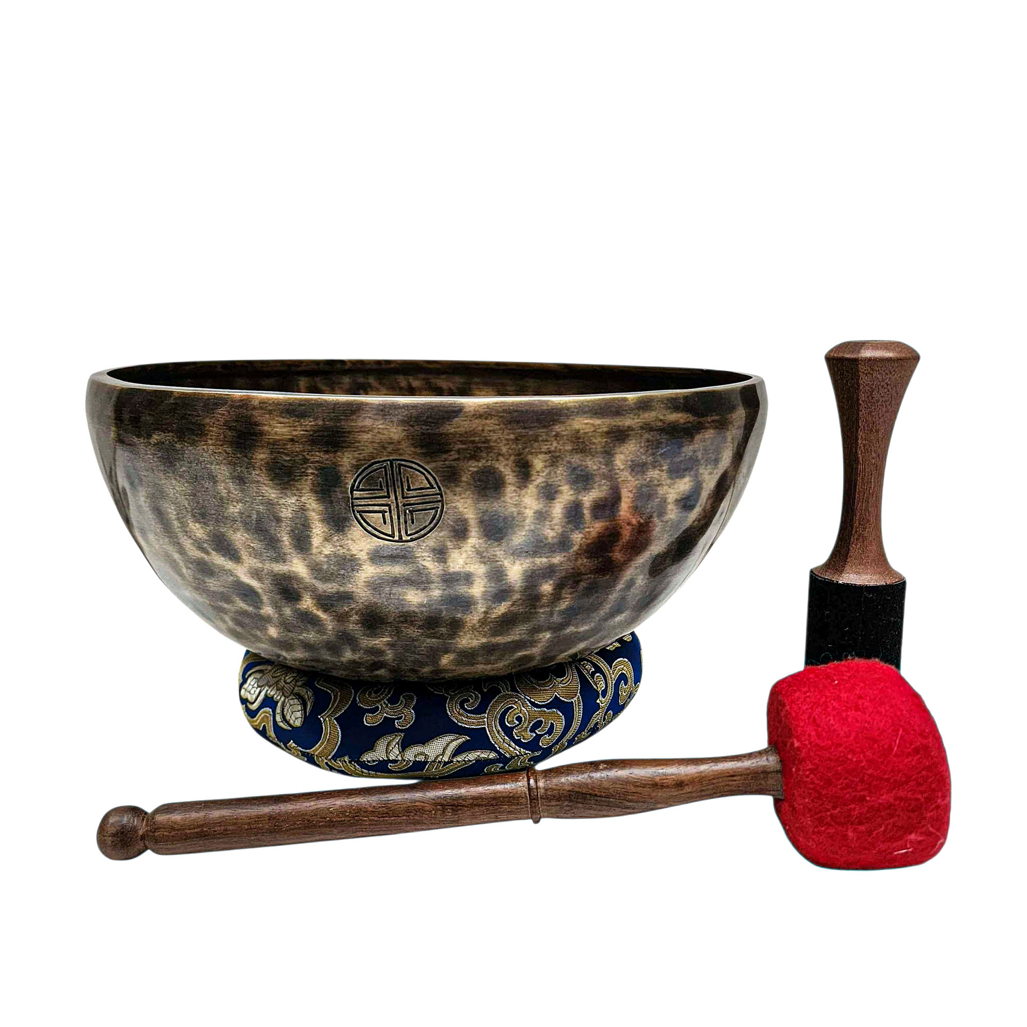 [full Moon Bowl], Moon Carved, Buddhist Hand Beaten Singing Bowl, Antique Finishing, [select Accessories]