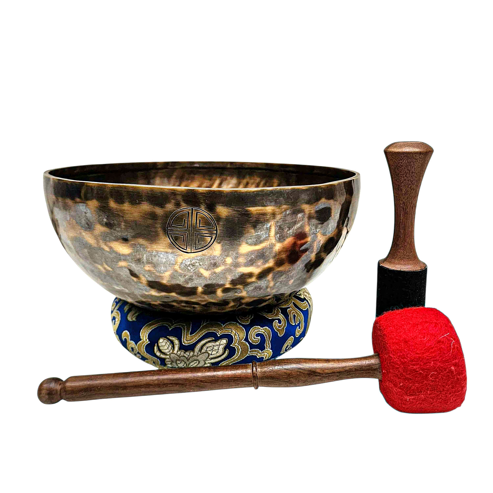 [full Moon Bowl], Moon Carved, Buddhist Hand Beaten Singing Bowl, Antique Finishing, [select Accessories]