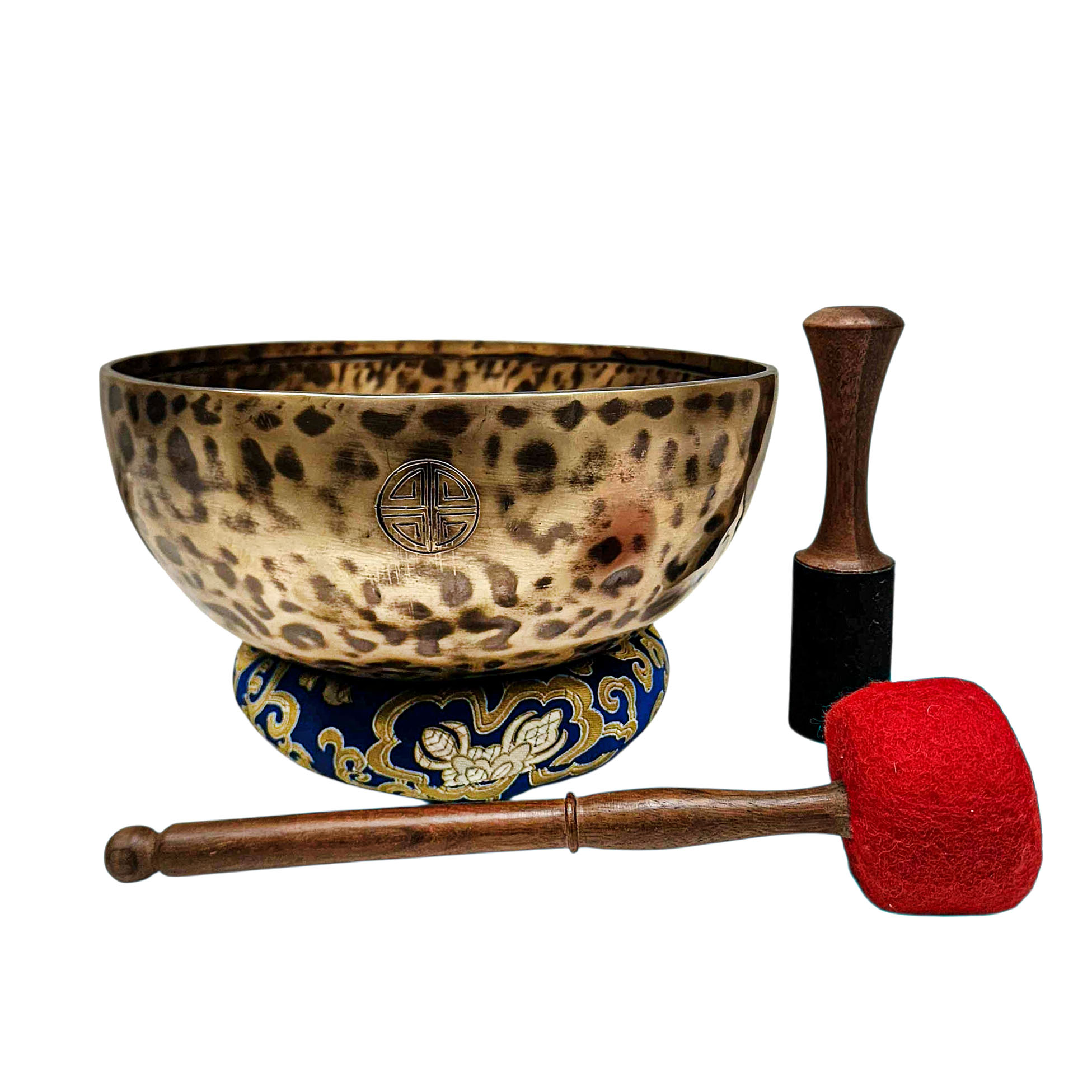 [full Moon Bowl], Moon Carved, Buddhist Hand Beaten Singing Bowl, Antique Finishing, [select Accessories]