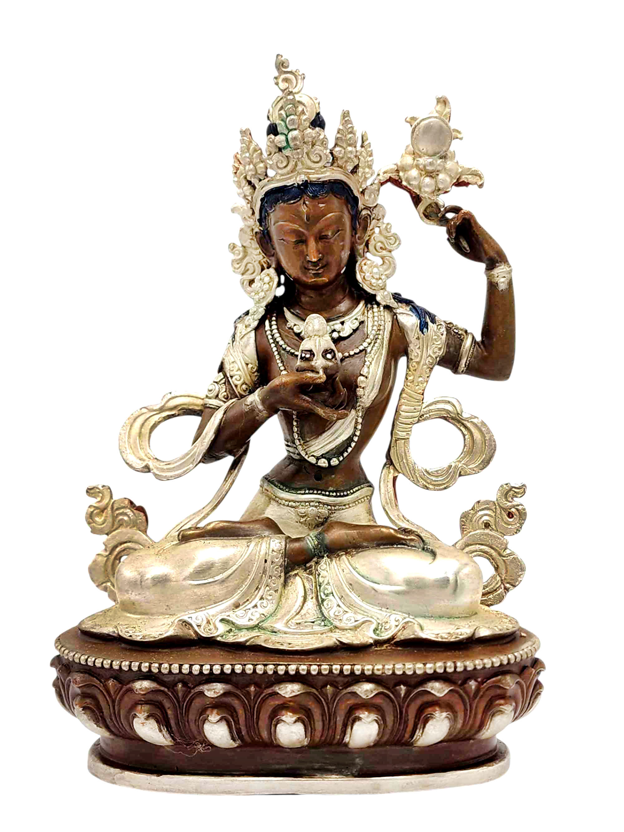 [jhyama], Buddhist Miniature Statue, [silver And Chocolate Oxidized]