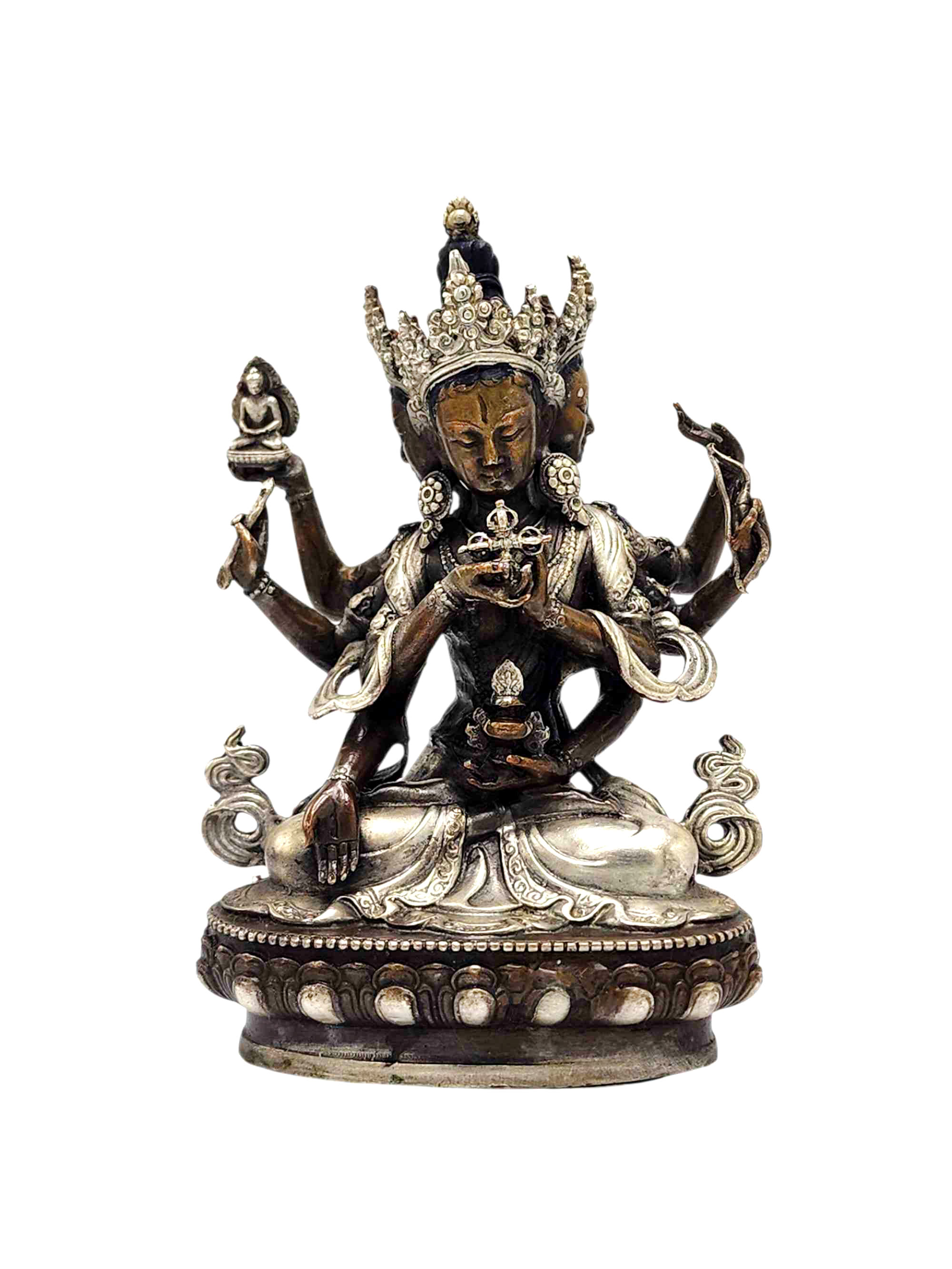 [namgyalma], Buddhist Miniature Statue, [silver And Chocolate Oxidized]