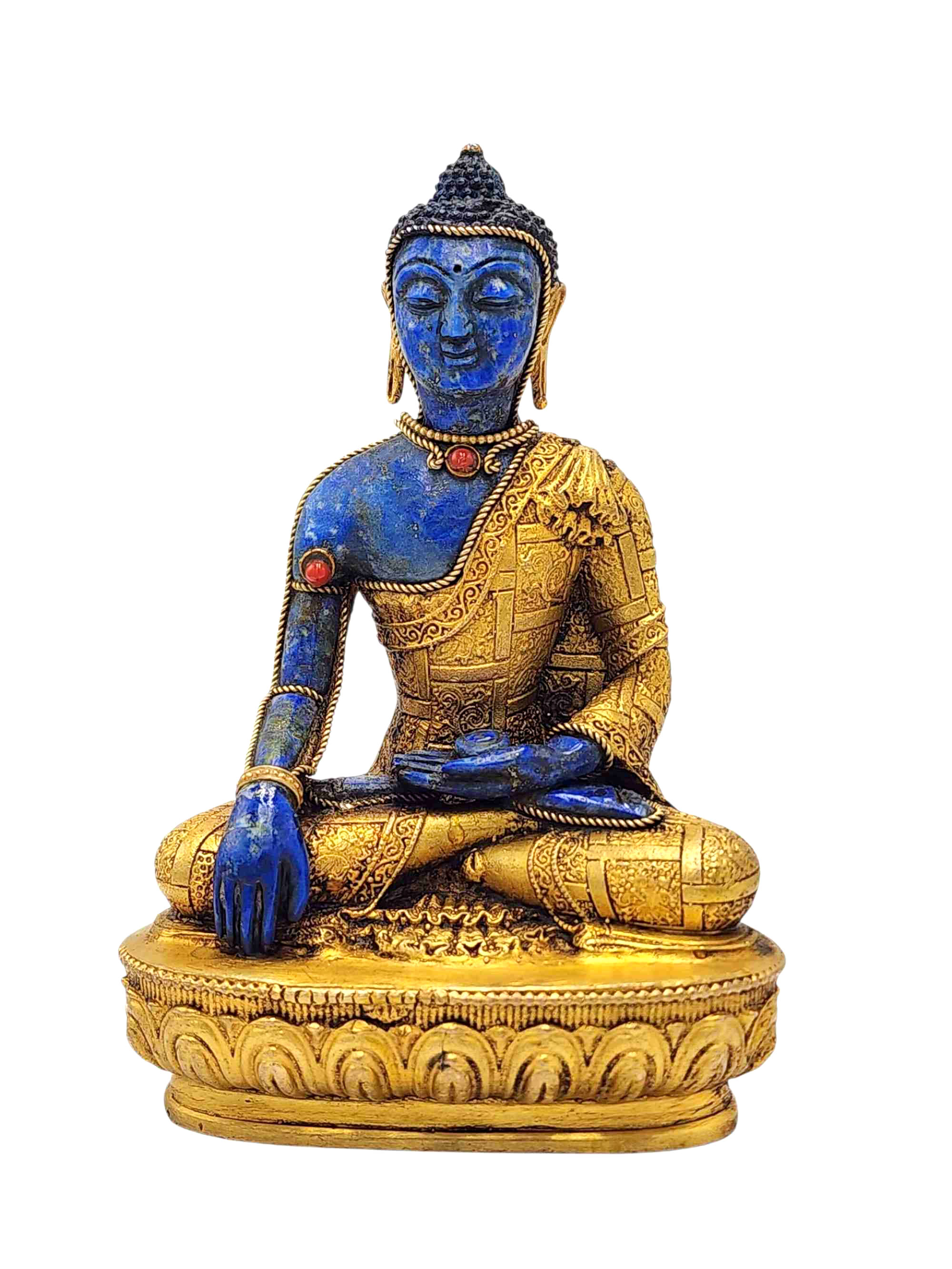 [shakyamuni Buddha], Buddhist Miniature Statue, [lapis], [full Gold Plated], [stone Setting]