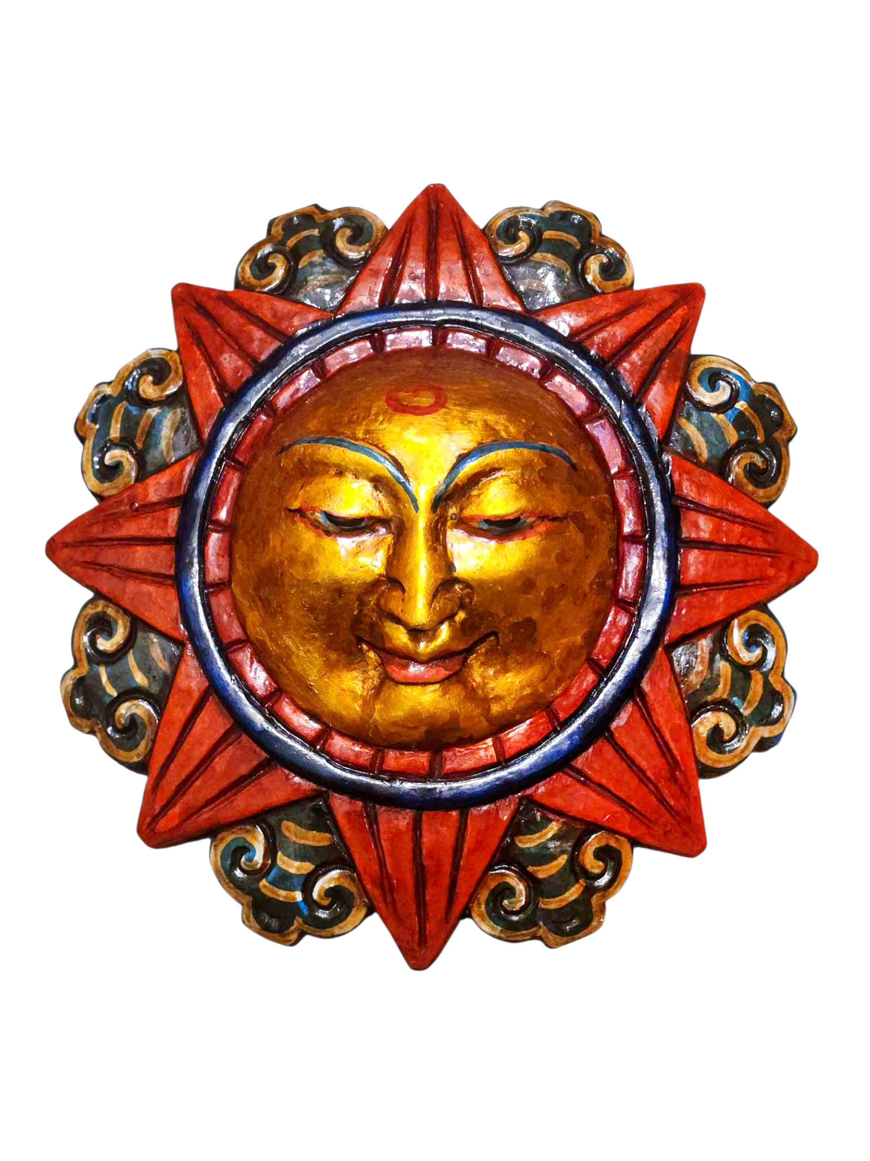 [sun], Design Wooden Mask For Decorative Wall Hangings, [painted], Poplar Wood