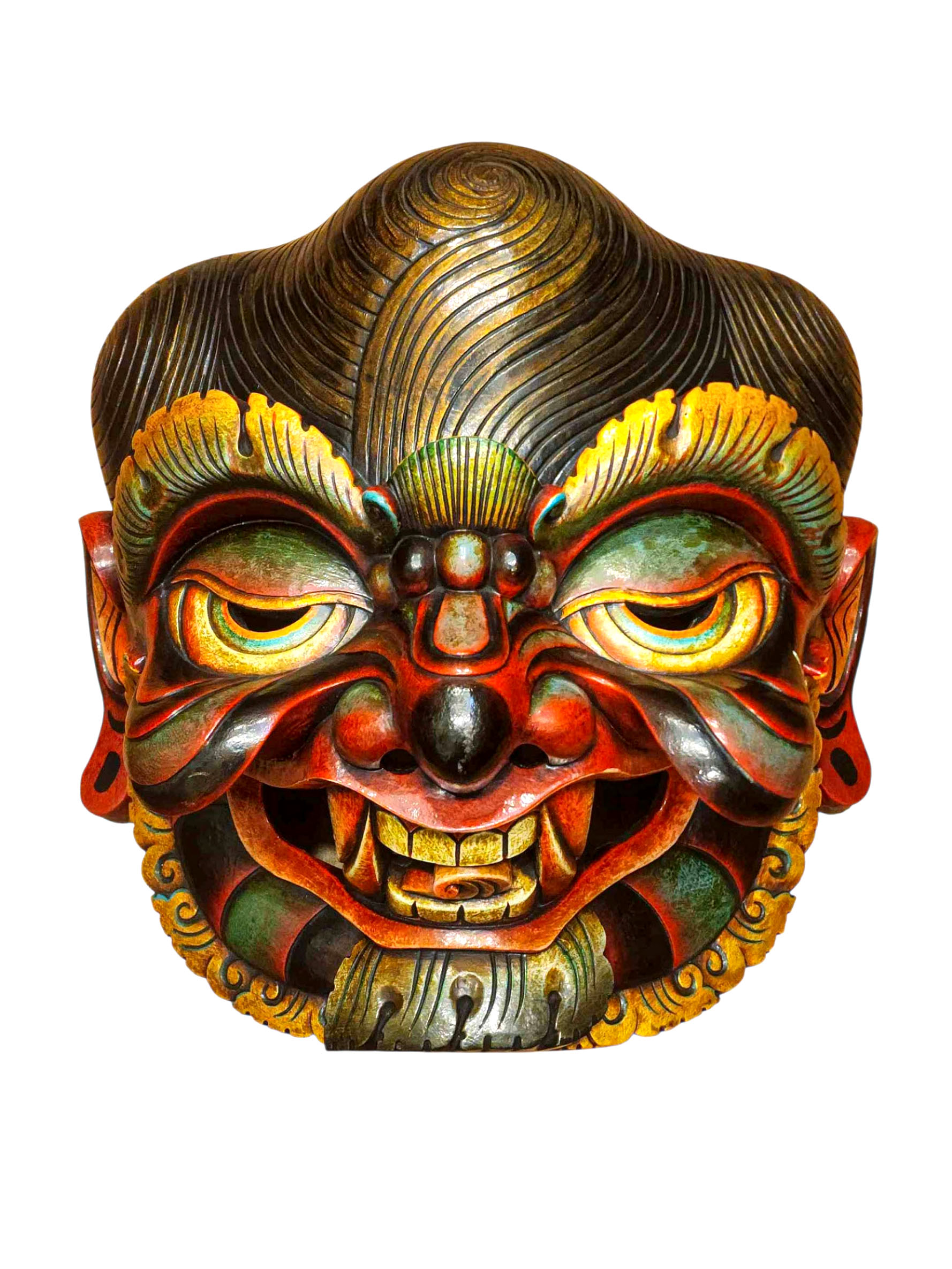 Buddhist Wooden Mask Of [tribal Mask], Tibetan Style Wtih [traditional Colors], Poplar Wood