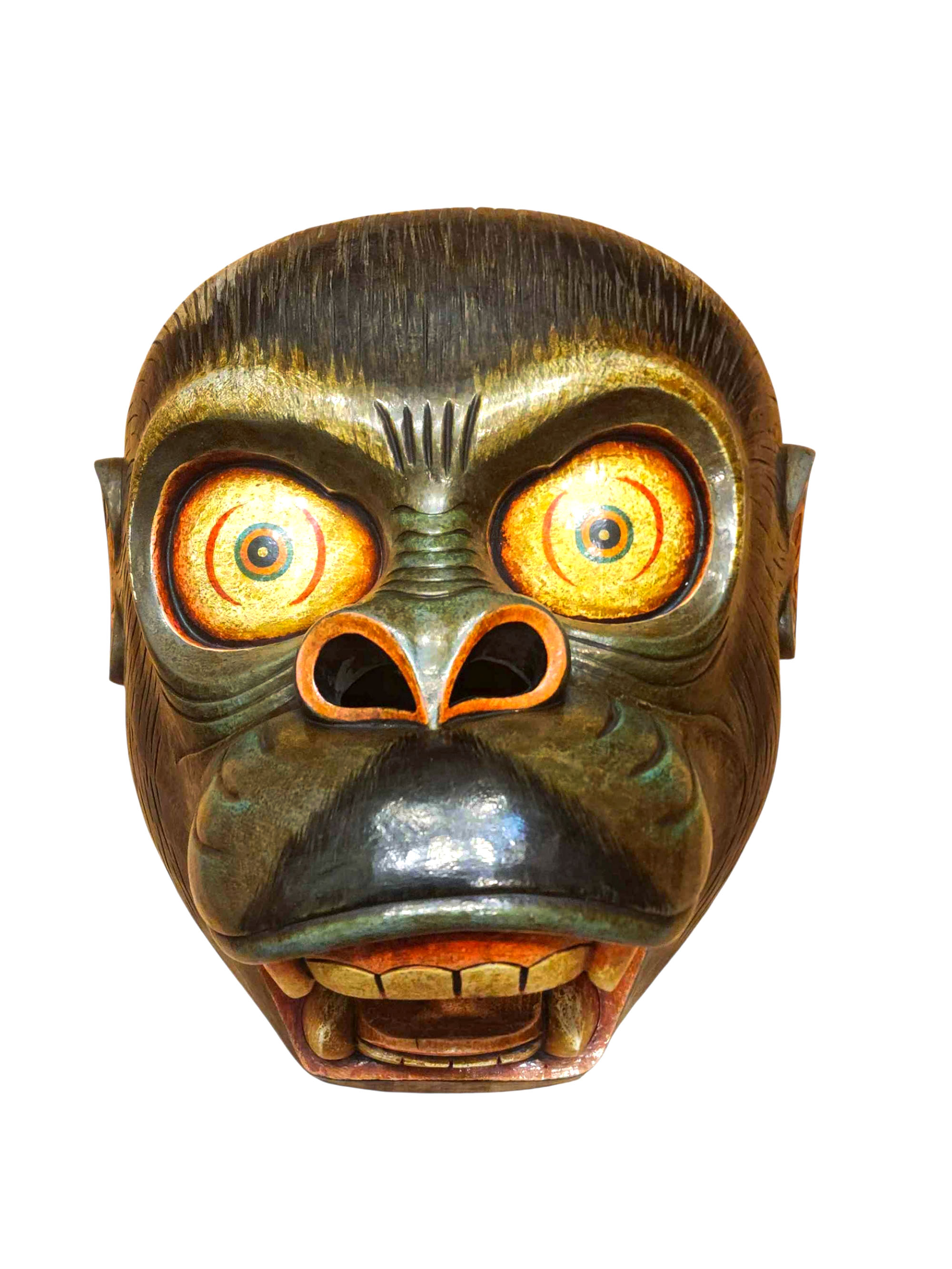 Buddhist Wooden Mask Of [monkey], Tibetan Style Wtih [traditional Colors], Poplar Wood