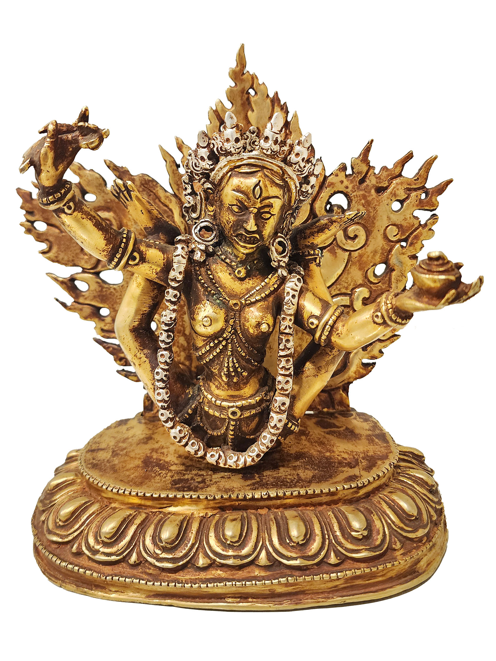 [sukha Siddhi | Akash Yogini], Buddhist Handmade Statue, [full Gold Plated], [antique Finishing]