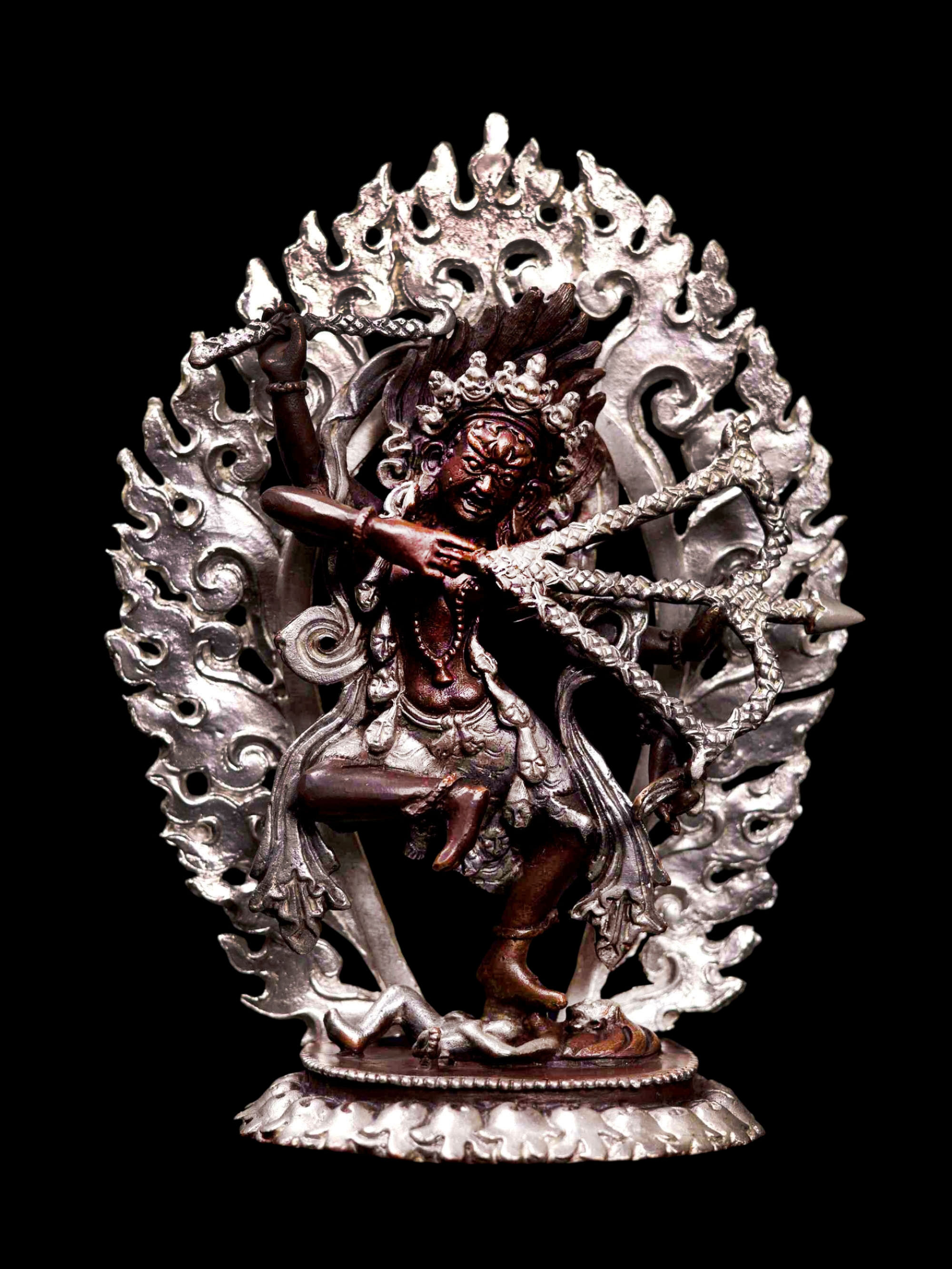 [kurukulla], [hq], Buddhist Miniature Statue, [silver And Chocolate Oxidized]