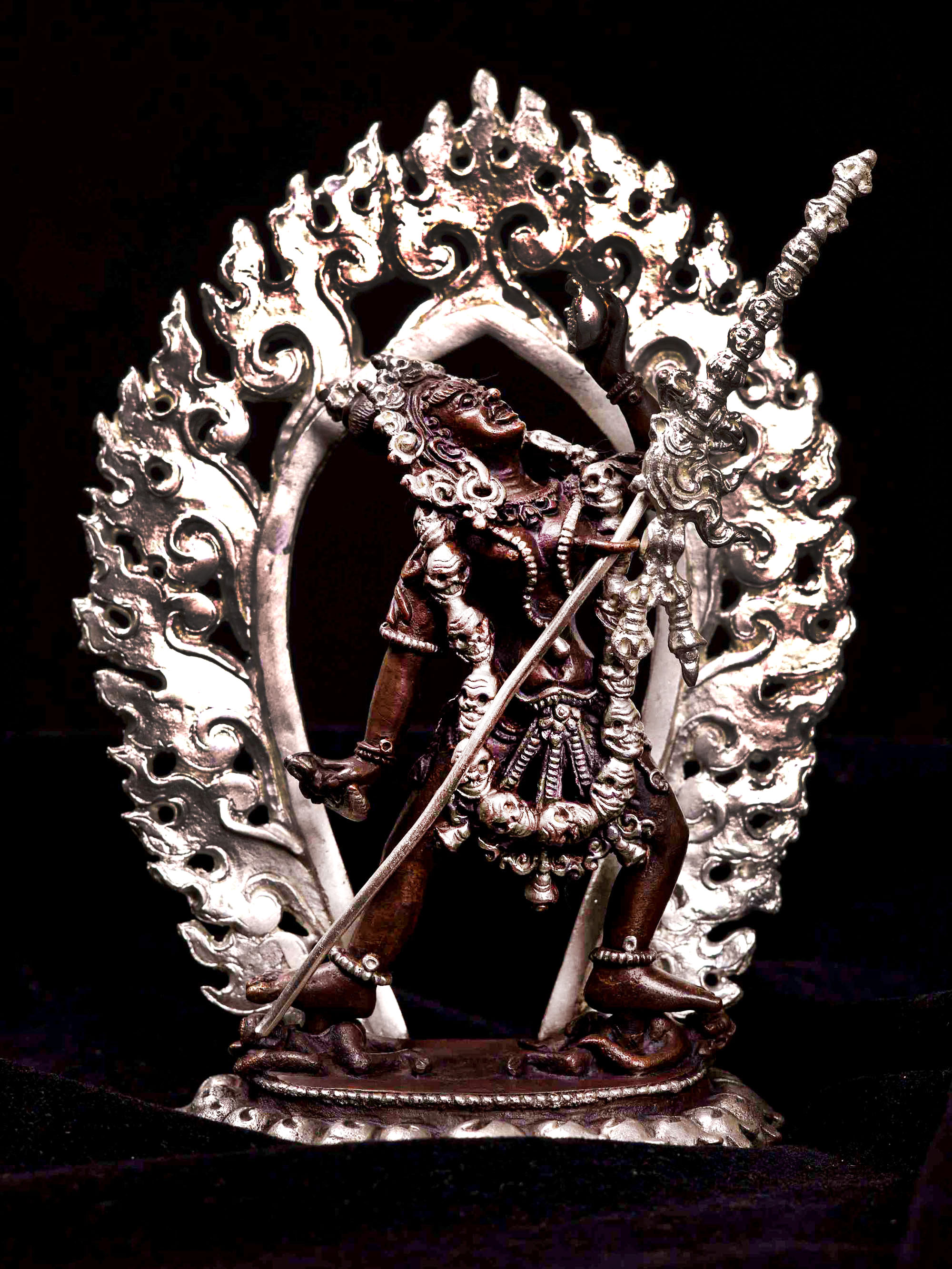 [vajrayogini], [hq], Buddhist Miniature Statue, [silver And Chocolate Oxidized]