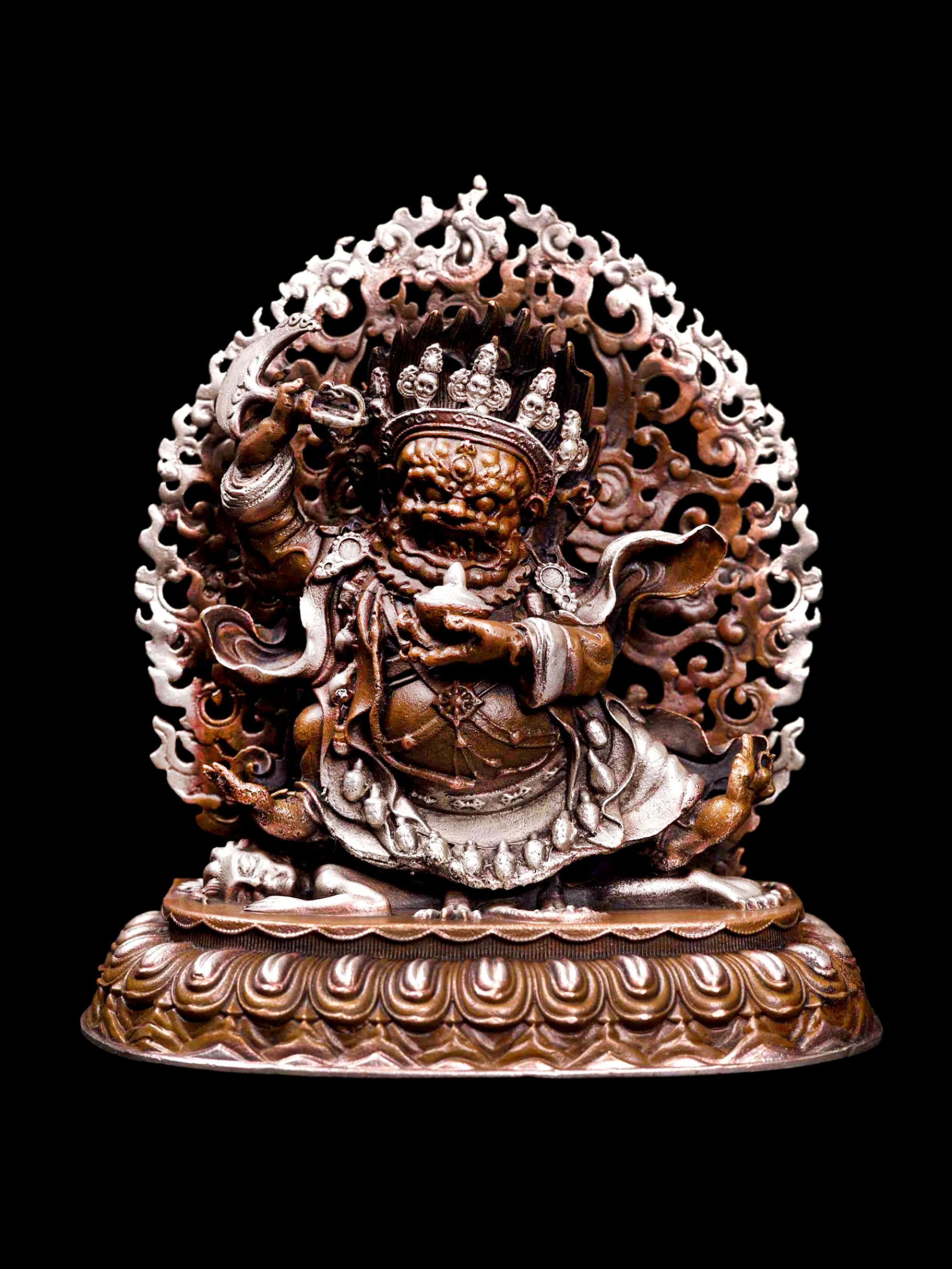 [mahakala Panjaranatha], [kajupa Mahakala], [hq], Buddhist Miniature Statue, [silver And Chocolate Oxidized]