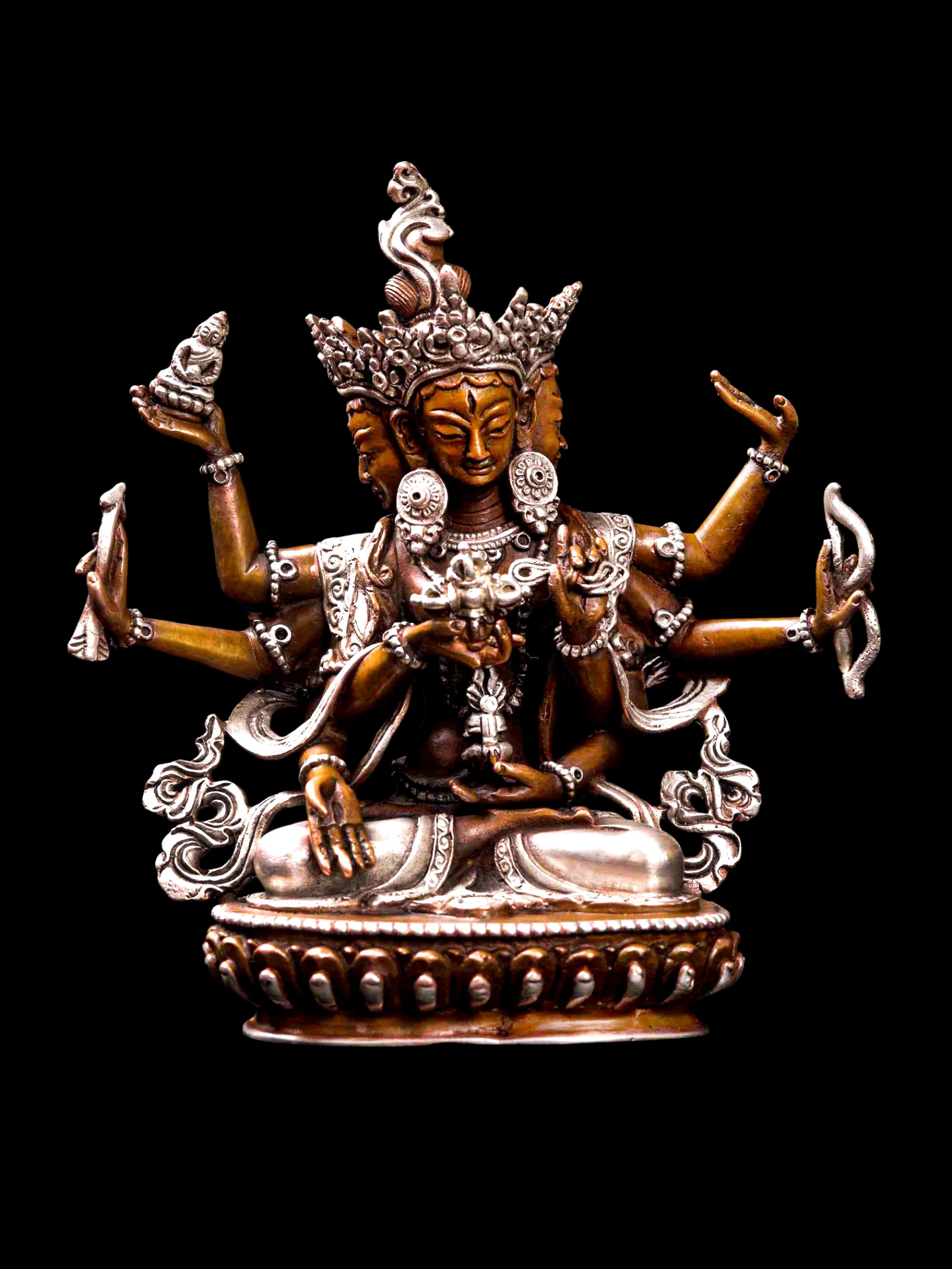 [namgyalma], [hq], Buddhist Miniature Statue, [silver And Chocolate Oxidized]