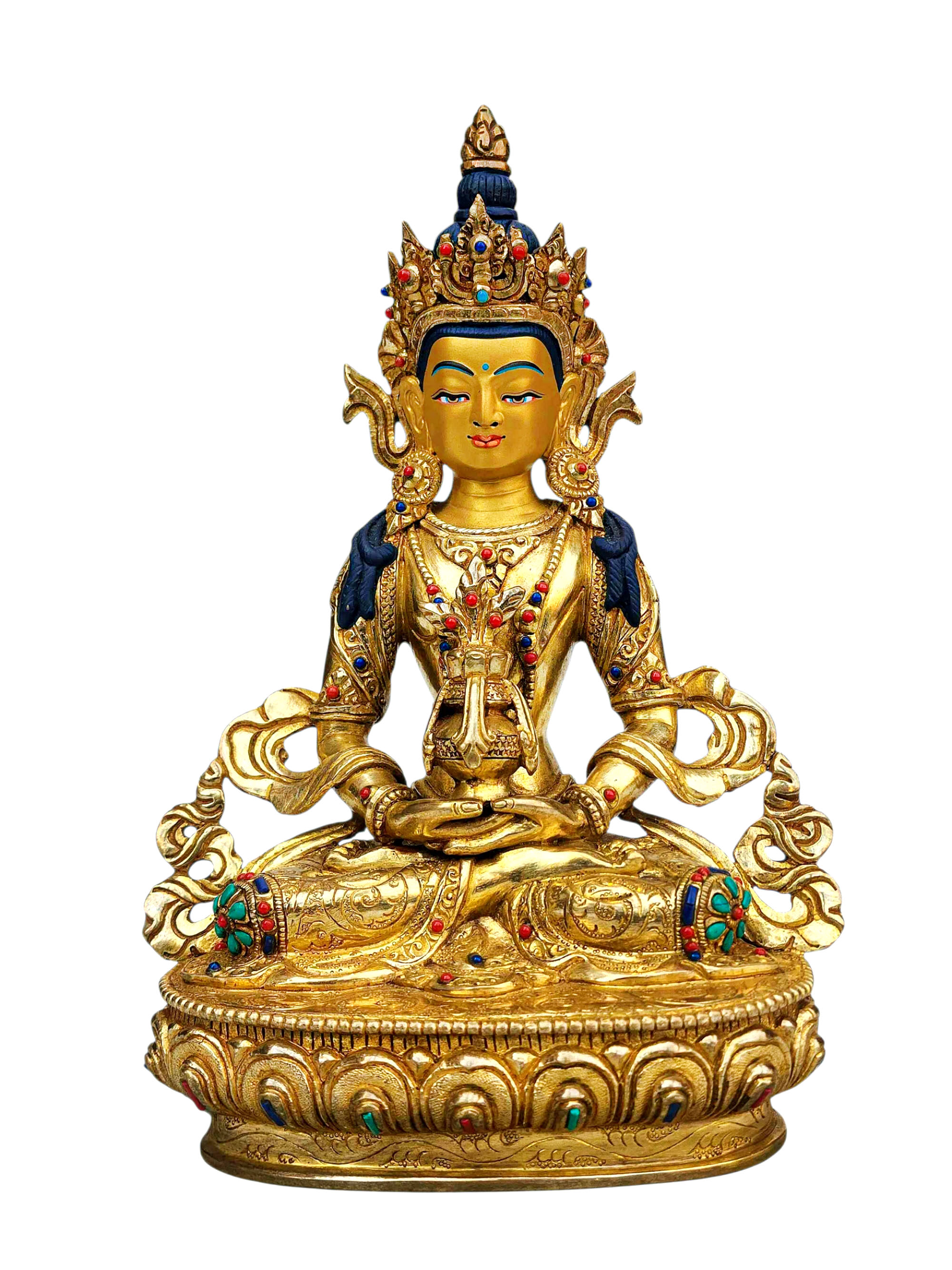 [aparimita], Buddhist Handmade Statue, [full Gold Plated], [stone Setting], [face Painted]