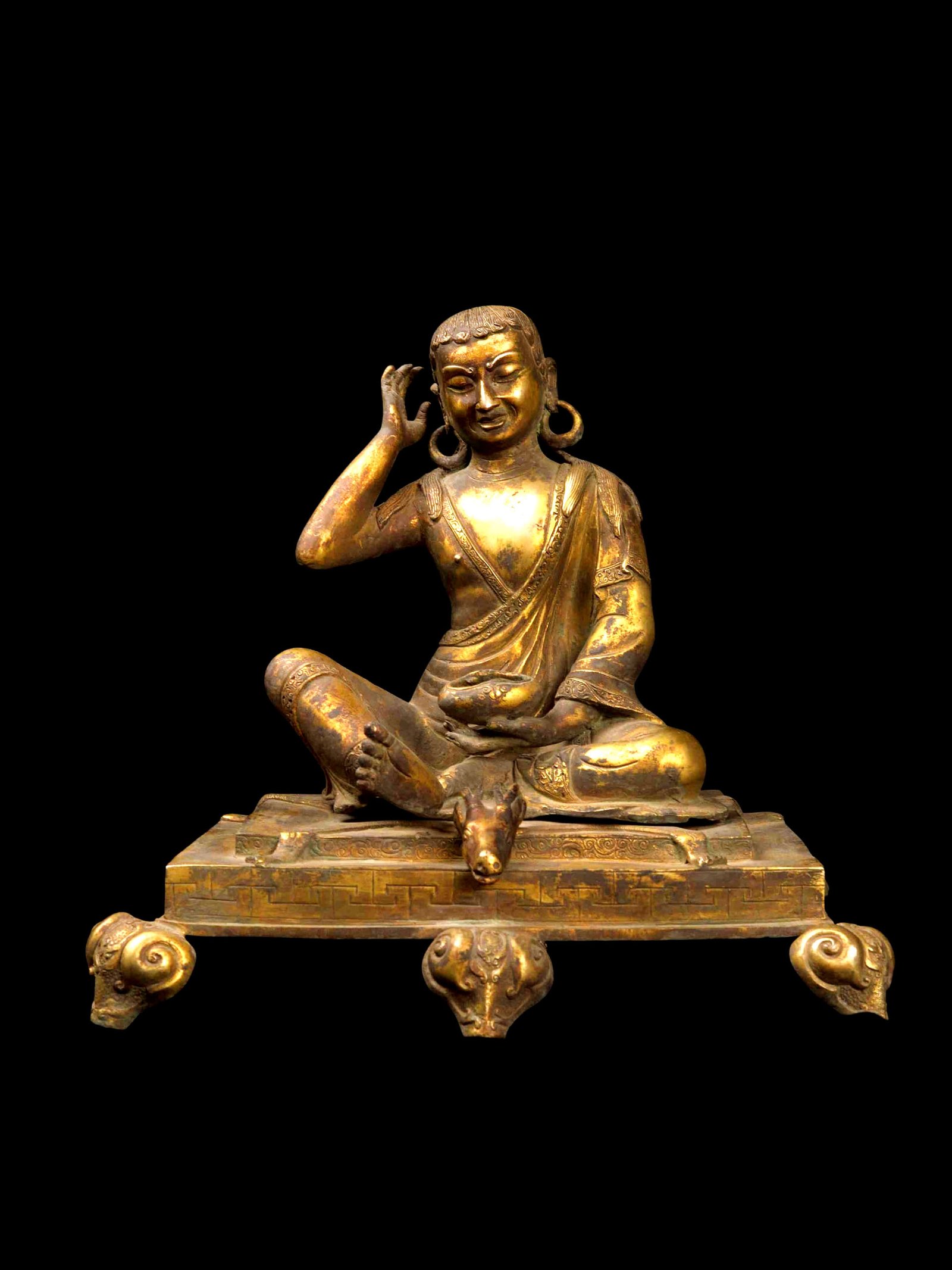 Milarepa Statue, Handcrafted Buddhist Art, Full Gold Plated Finish, Antique Finish