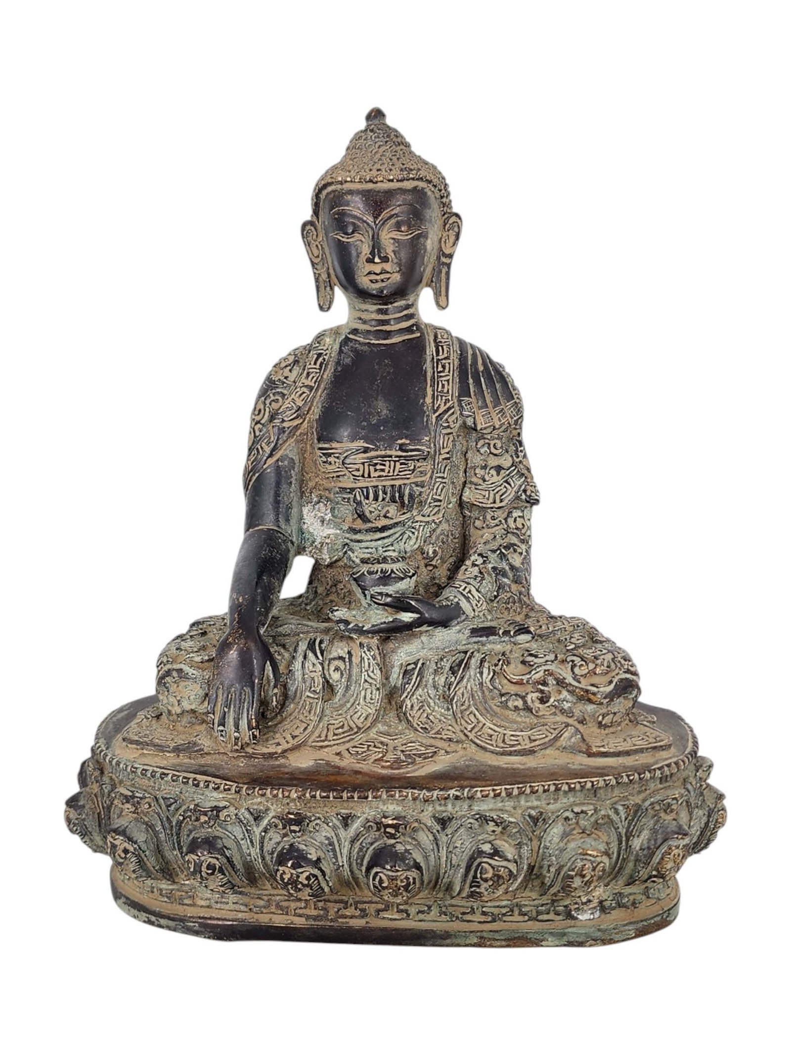 Shakyamuni Buddha Statue Handmade, Chocolate Oxidized