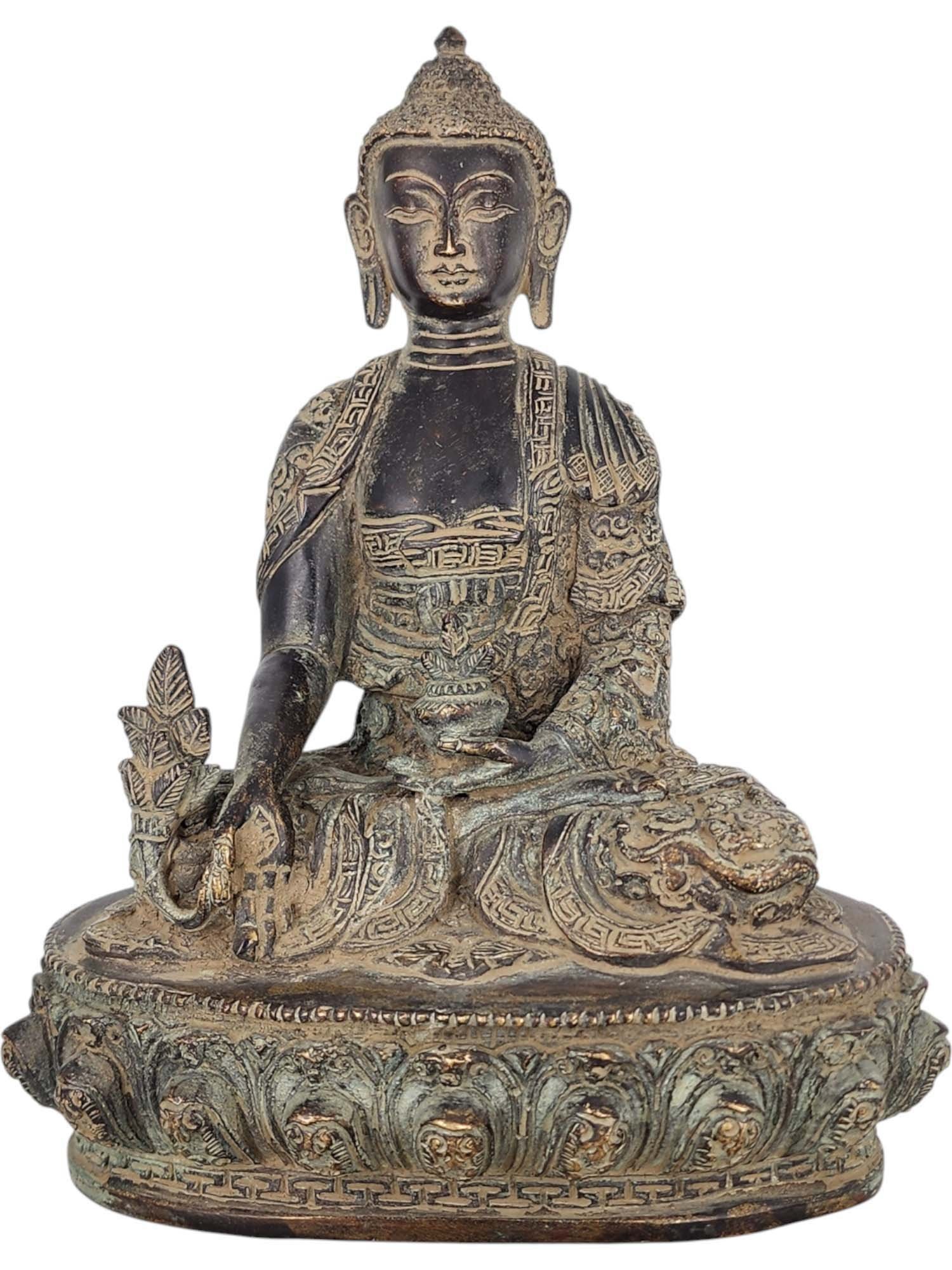 Medicine Buddha Statue Handmade, Chocolate Oxidized