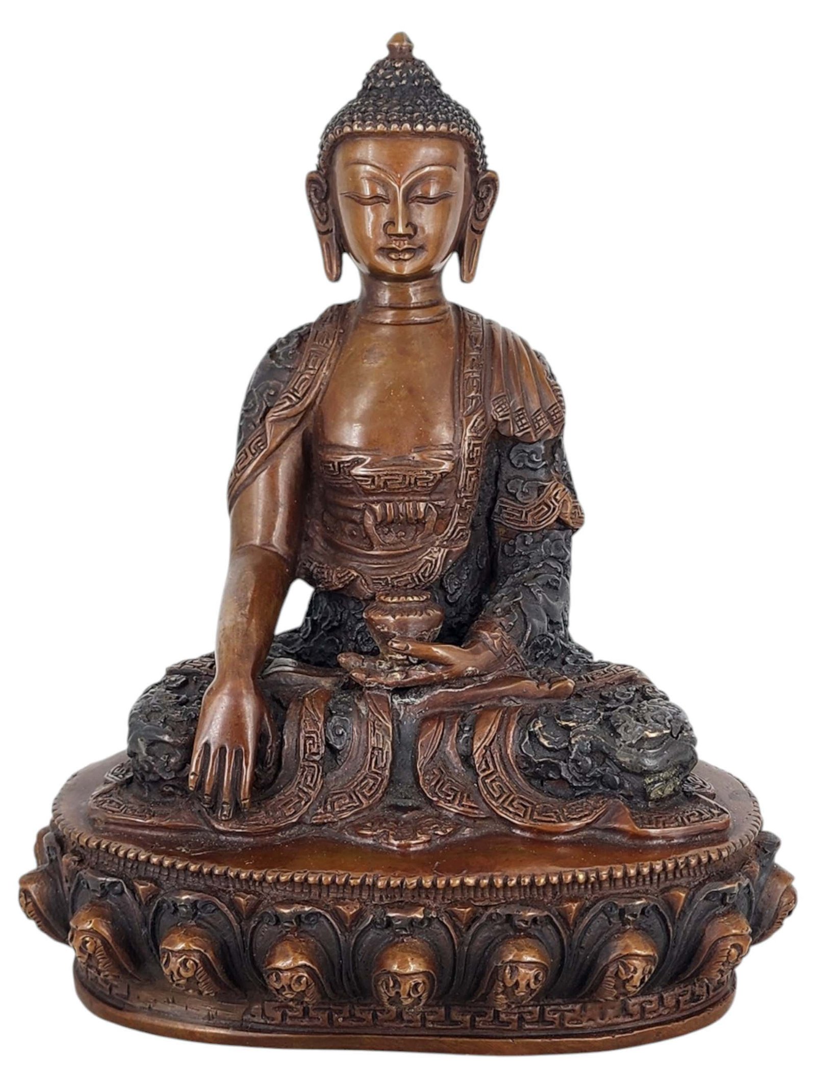 Shakyamuni Buddha Statue Handmade, Double-Tone Chocolate Oxidized