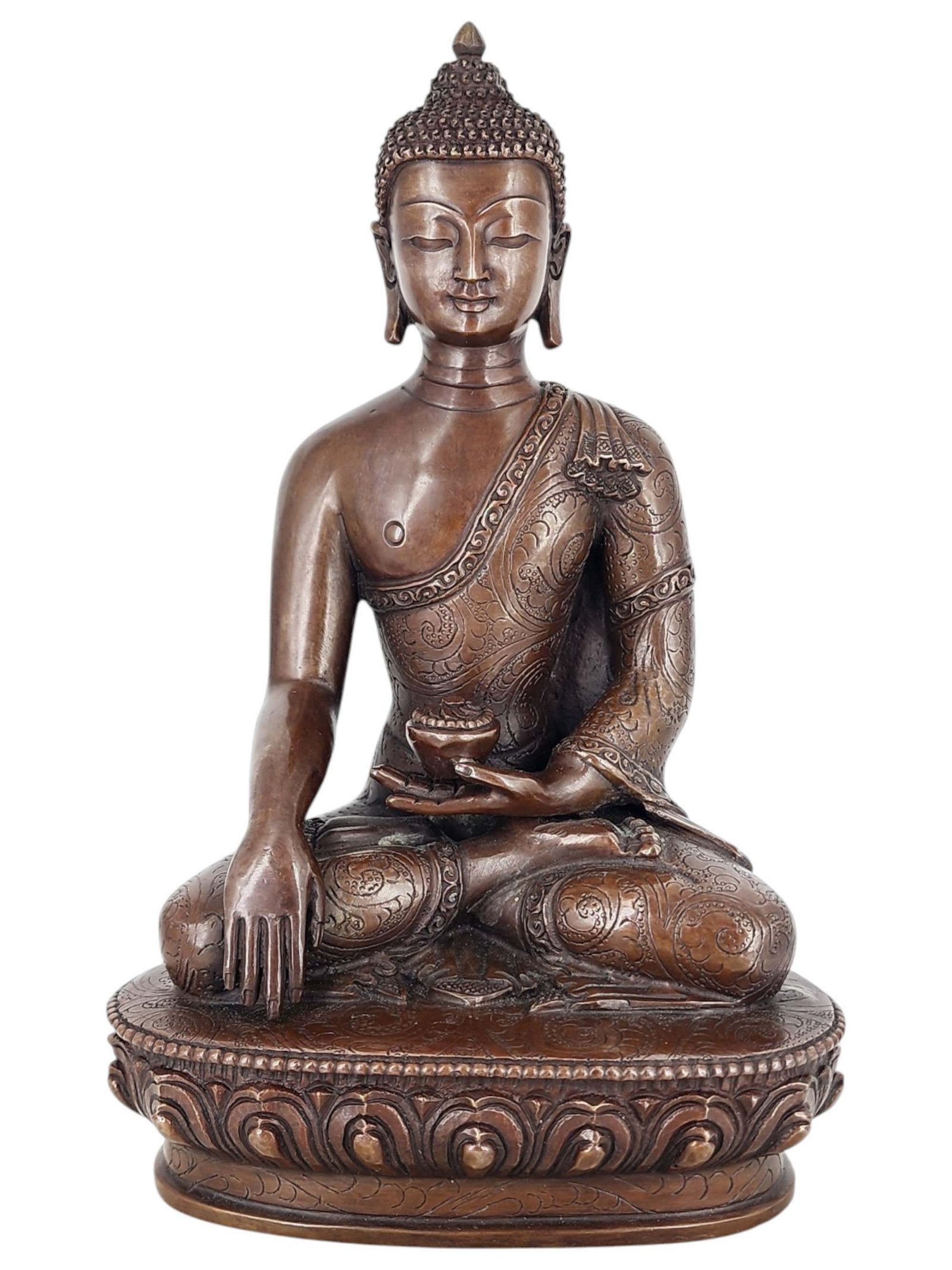 Shakyamuni Buddha Statue Handmade, Chocolate Oxidized