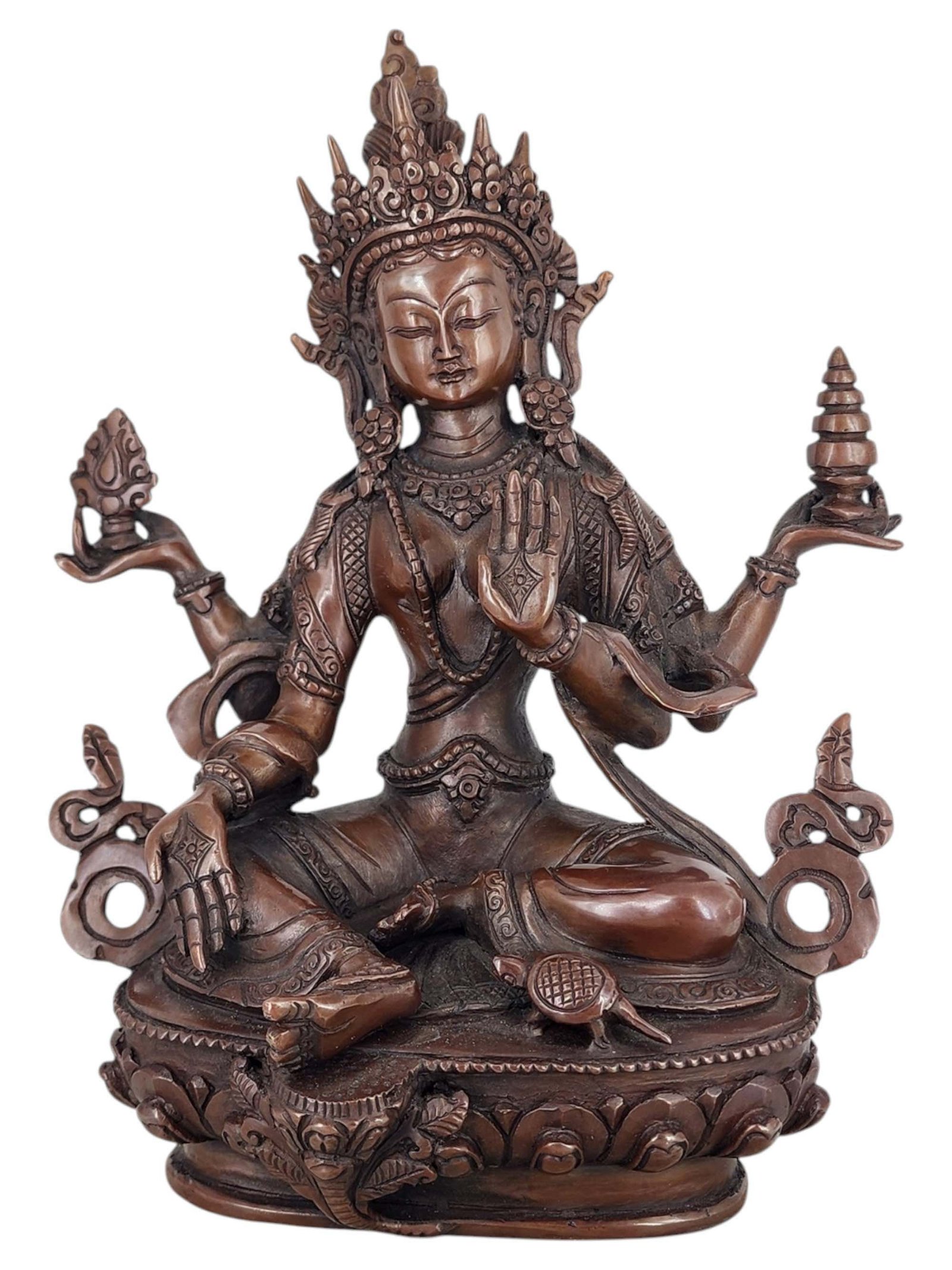 Lakshmi Statue Handmade, Chocolate Oxidized Finish