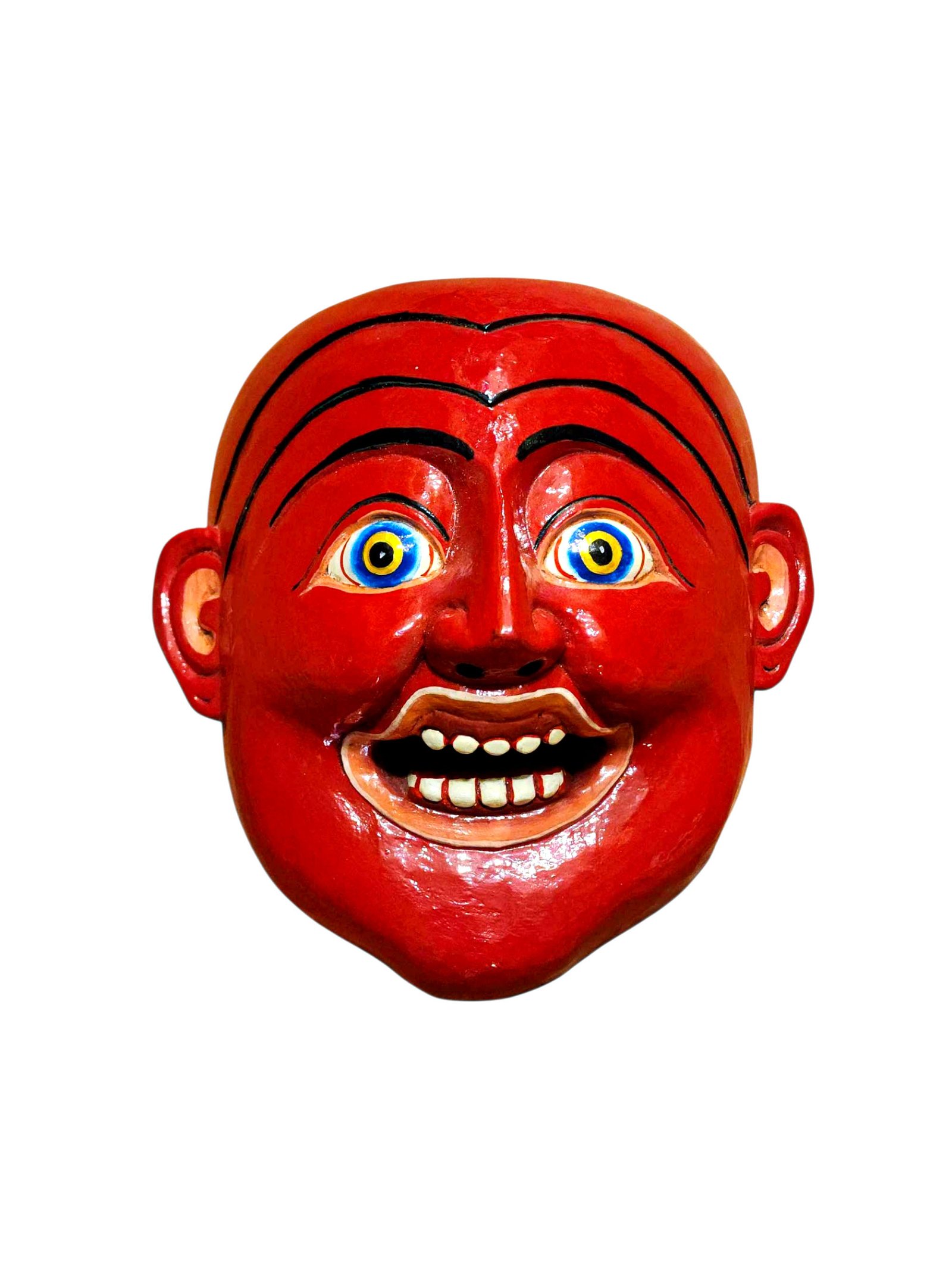 Artisan Joker Character Mask, Tibetan Style Art, Poplar Wood, Classic Colors