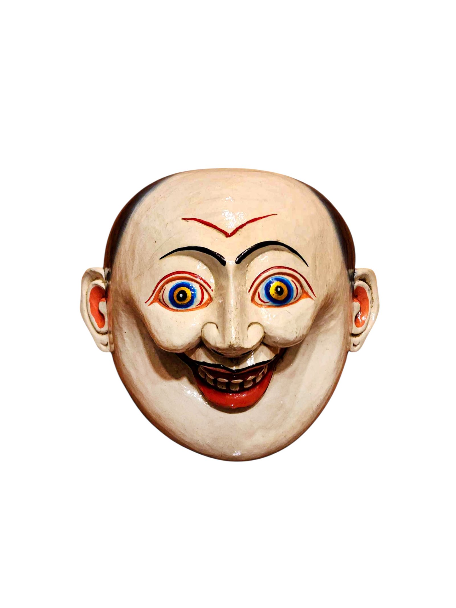 Display Joker Wooden Mask, Tibetan Art Craft, Poplar Wood, Traditional Colors