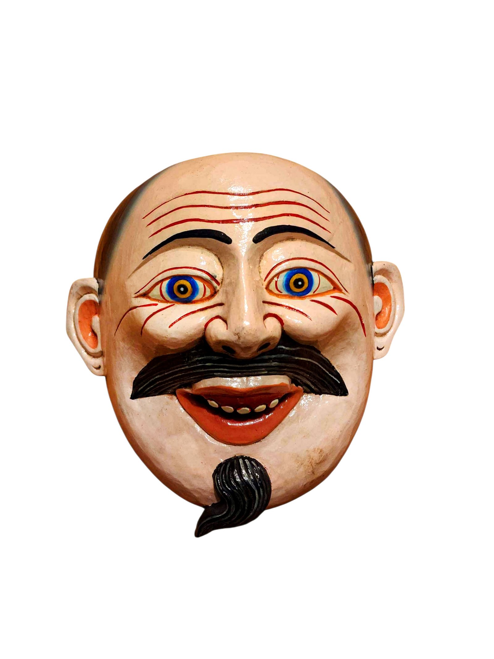 Wall Decor Joker Face Mask, Tibetan Style Design, Poplar Wood, Classic Colors