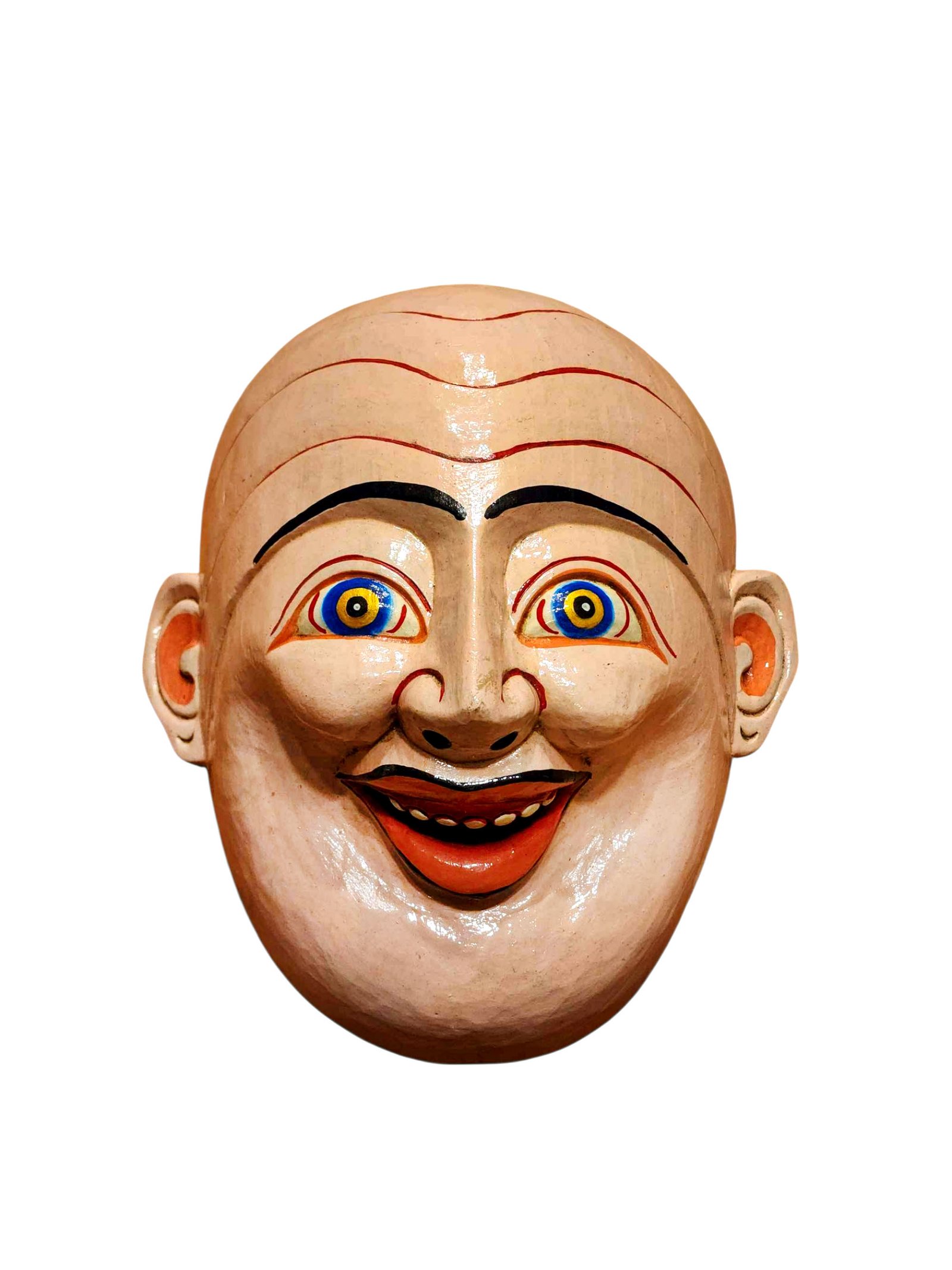 Handmade Joker Decorative Wooden Mask, Tibetan Inspired Wall Art, Poplar Wood, Traditional Finish