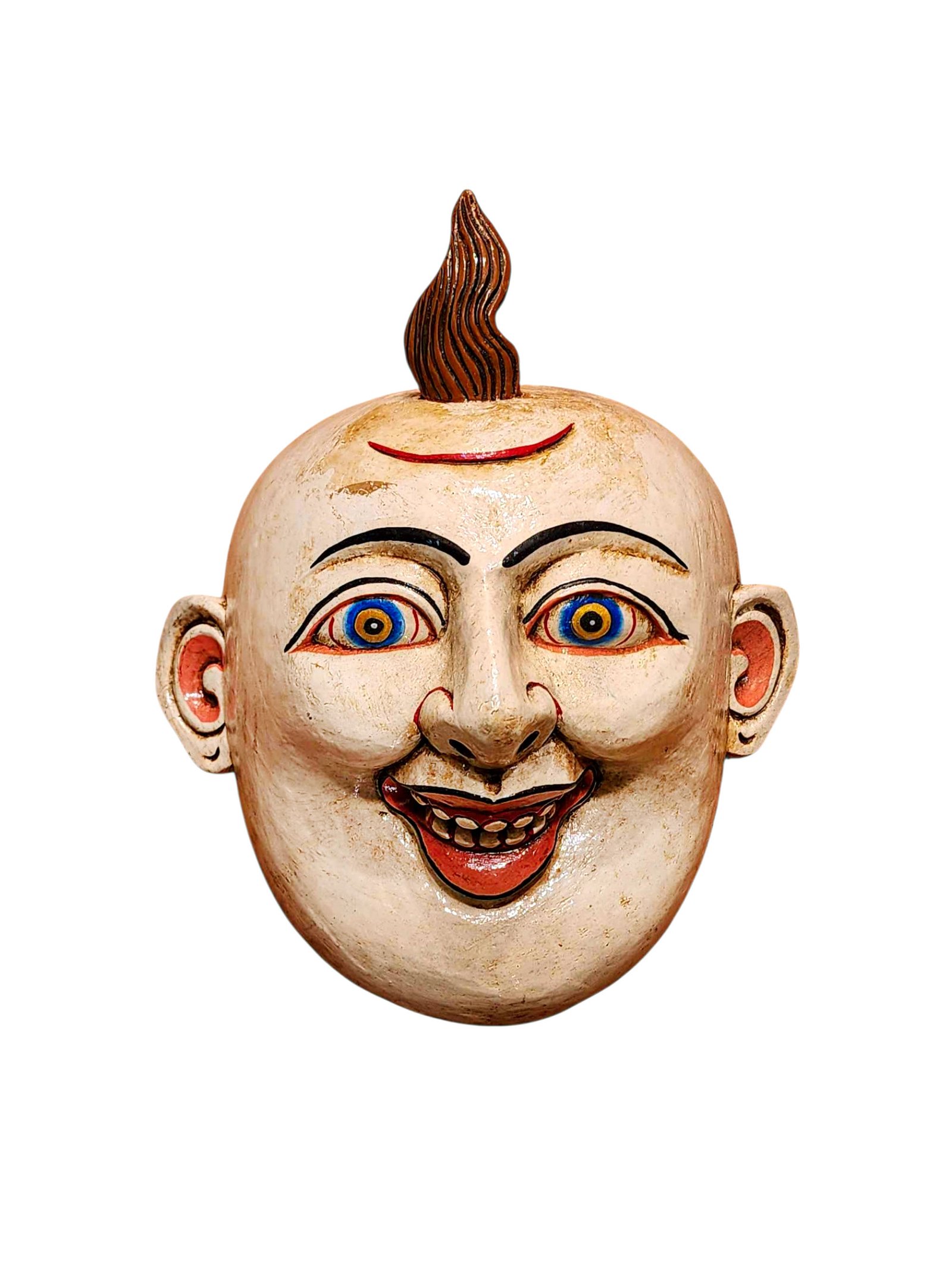 Artisan Joker Face Mask, Tibetan Style Craft, Poplar Wood, Traditional Colors