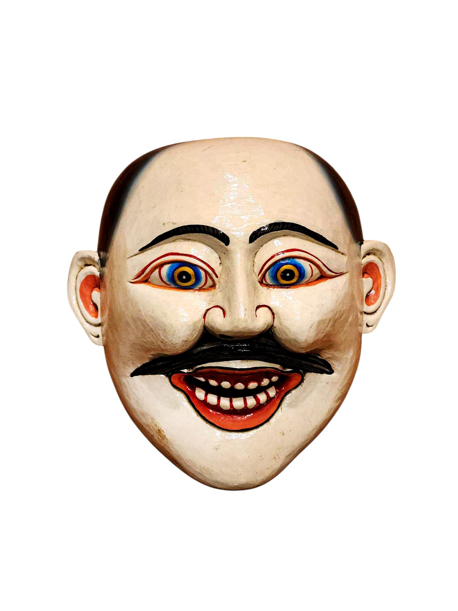Decorative Joker Wooden Wall Mask, Tibetan Design, Poplar Wood, Classic Color Finish