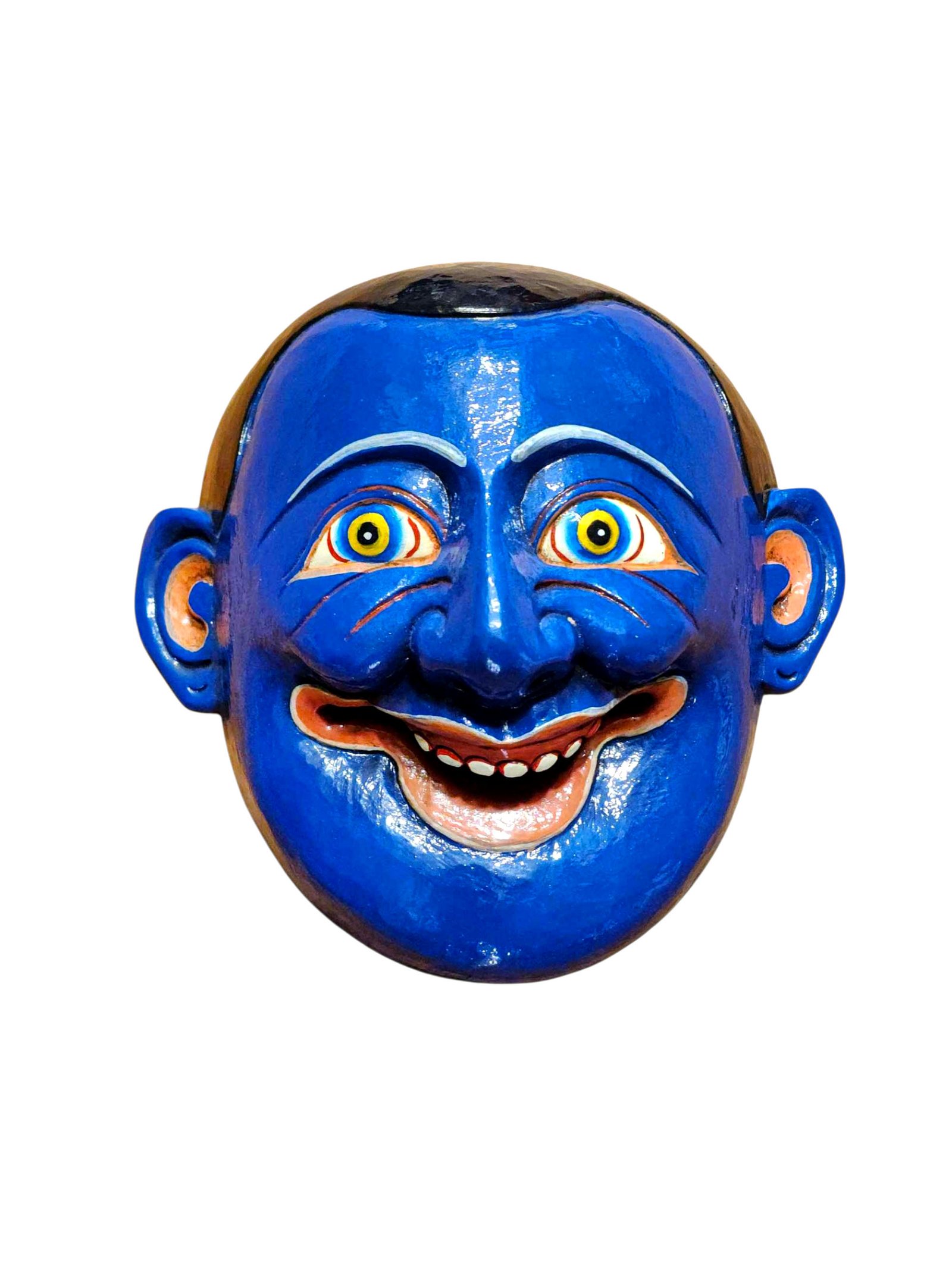 Handmade Joker Character Mask, Tibetan Style Decor, Poplar Wood, Traditional Colors