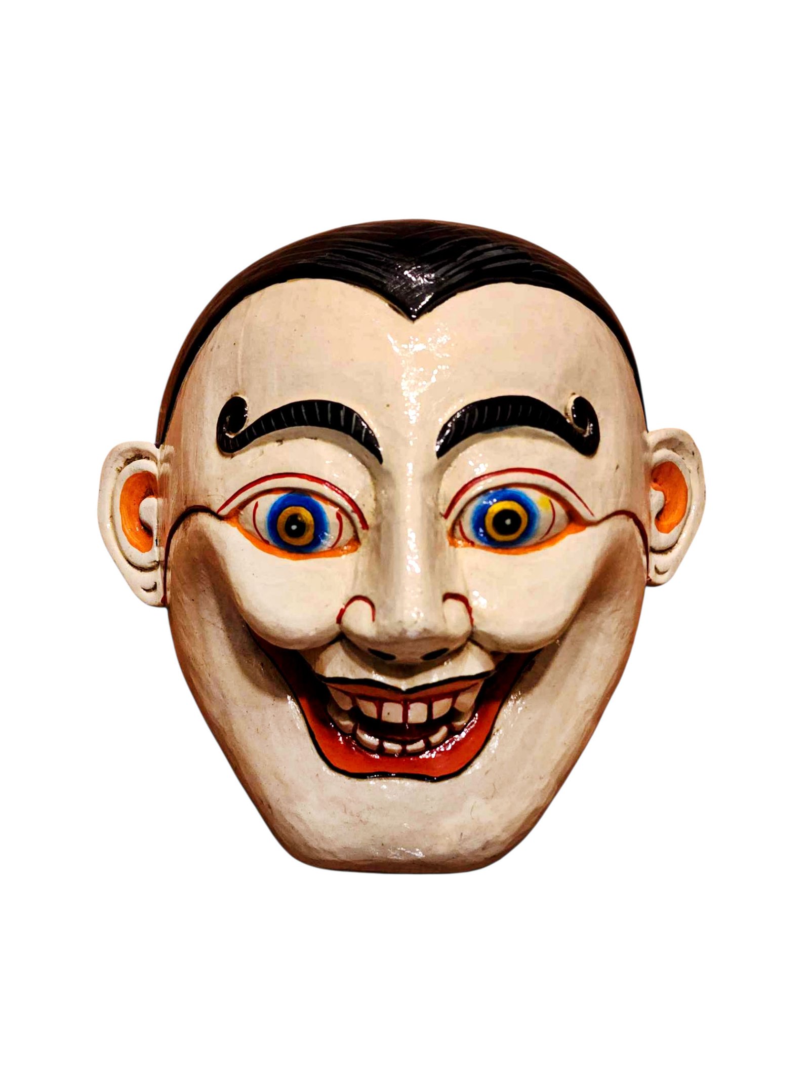 Wall Hanging Joker Wooden Mask, Tibetan Art Style, Poplar Wood, Traditional Finish