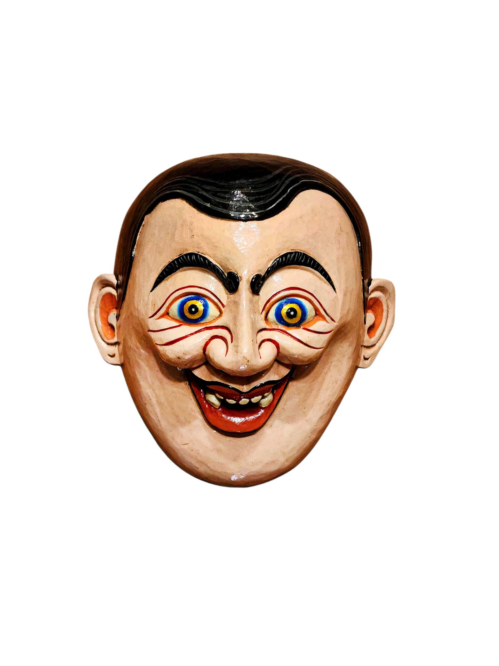 Decorative Joker Face Mask, Tibetan Inspired Design, Poplar Wood, Classic Colors