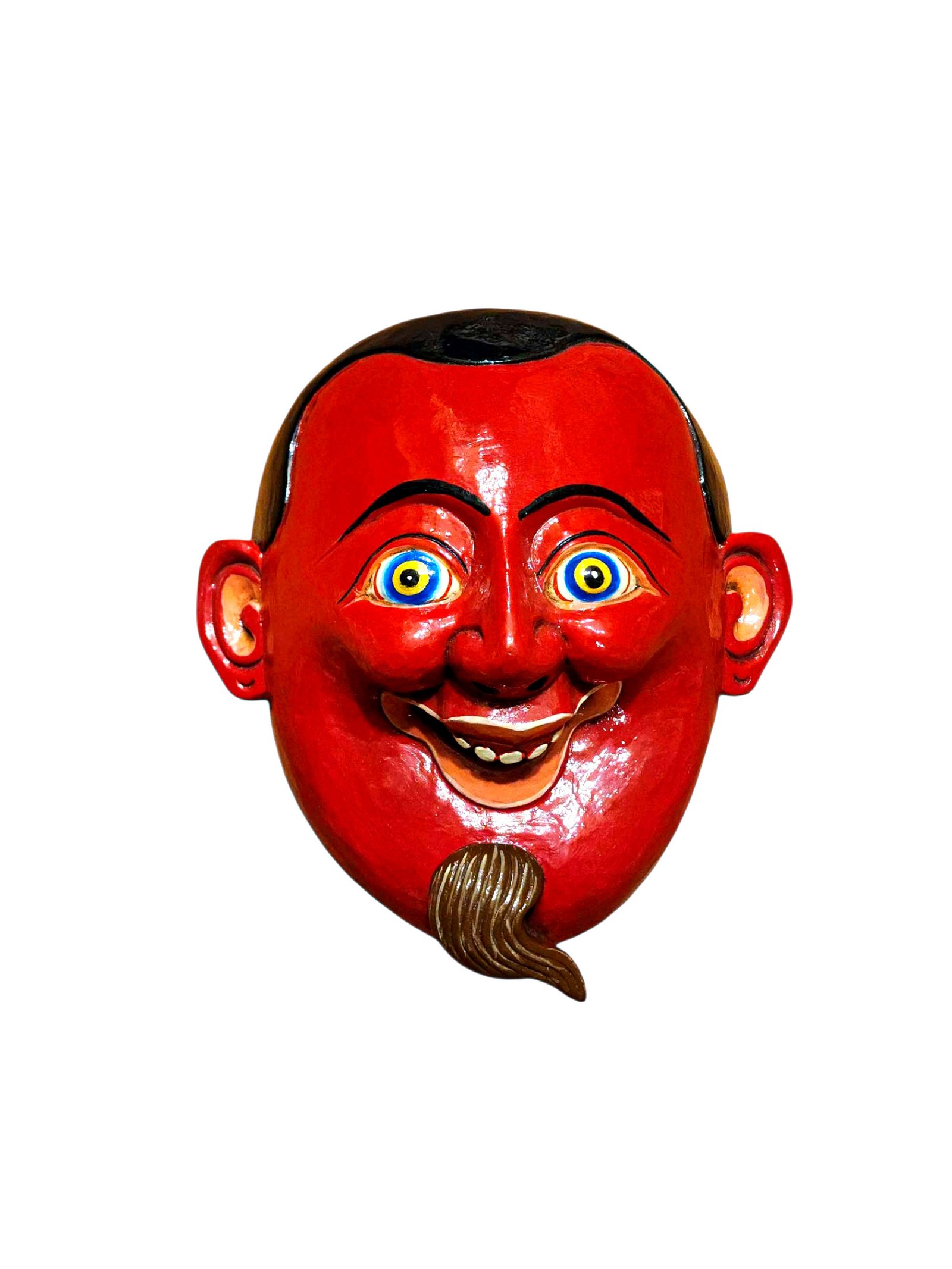 Decorative Joker Wooden Mask, Tibetan Style Wall Art, Poplar Wood, Classic Colors