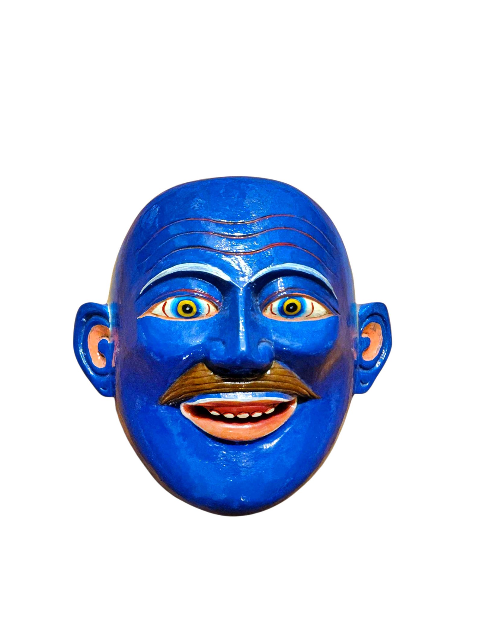 Wall Hanging Joker Face Wooden Mask, Tibetan Design, Poplar Wood, Traditional Finish
