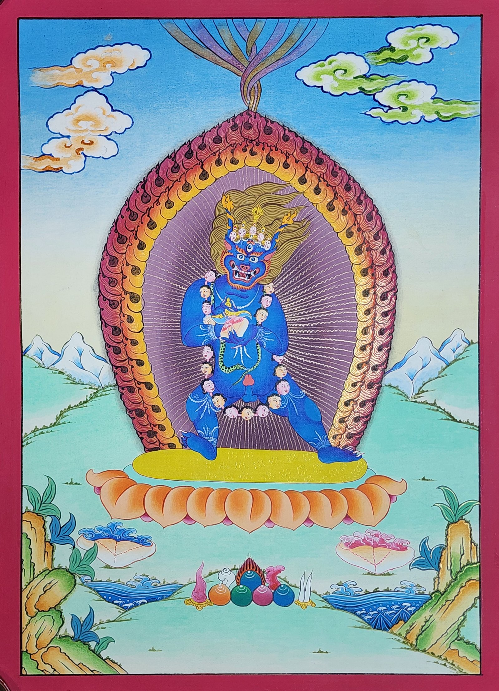 Yamantaka Thangka, Buddhist Traditional Painting, Hand Painted, Real Gold, Best Value