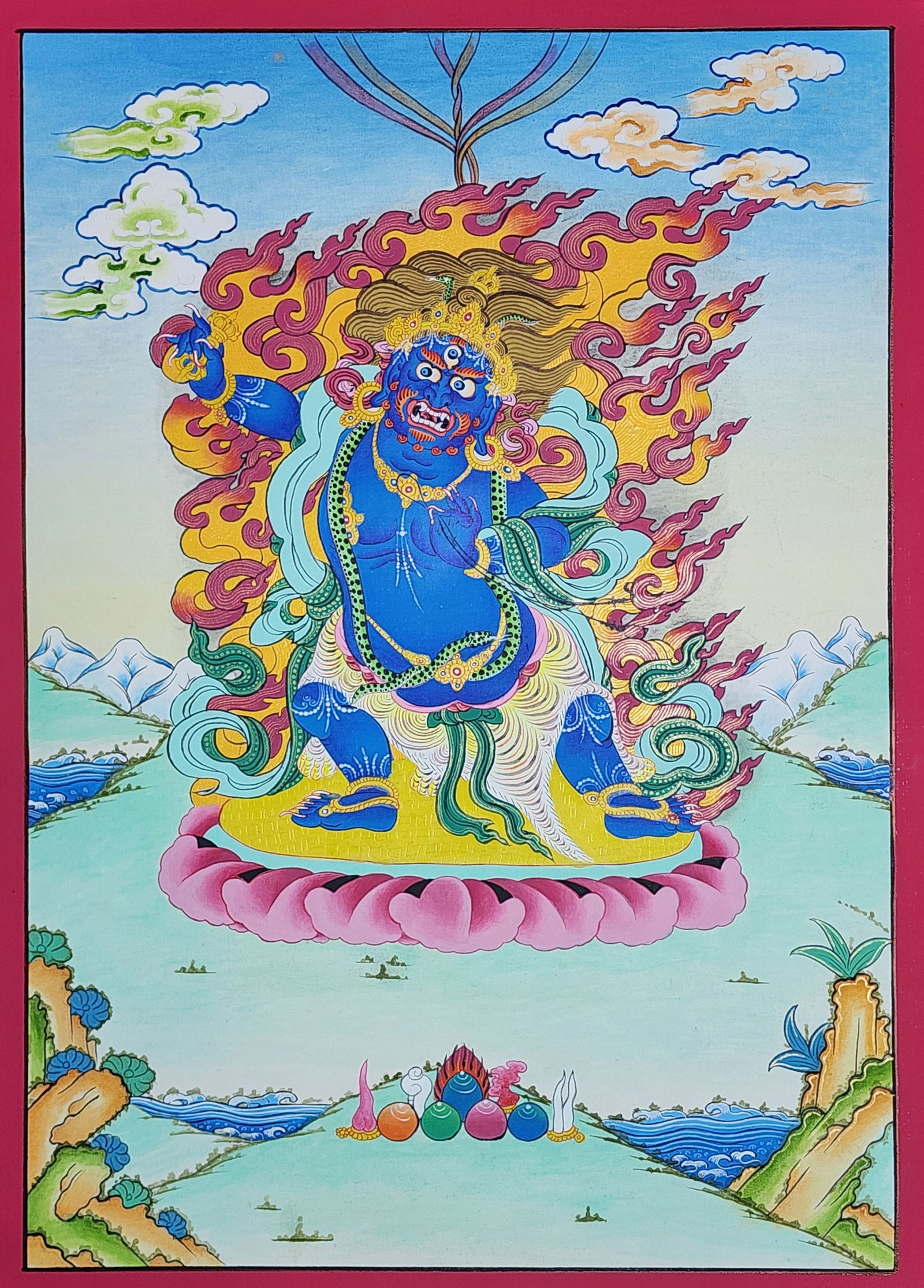 Vajrapani Thangka, Buddhist Traditional Painting, Hand Painted, Real Gold, Best Value