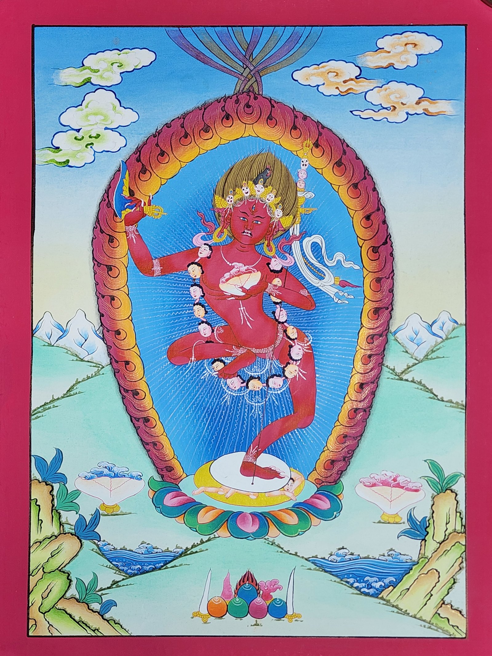 Vajrayogini Thangka, Buddhist Traditional Painting, Hand Painted, Real Gold, Best Value