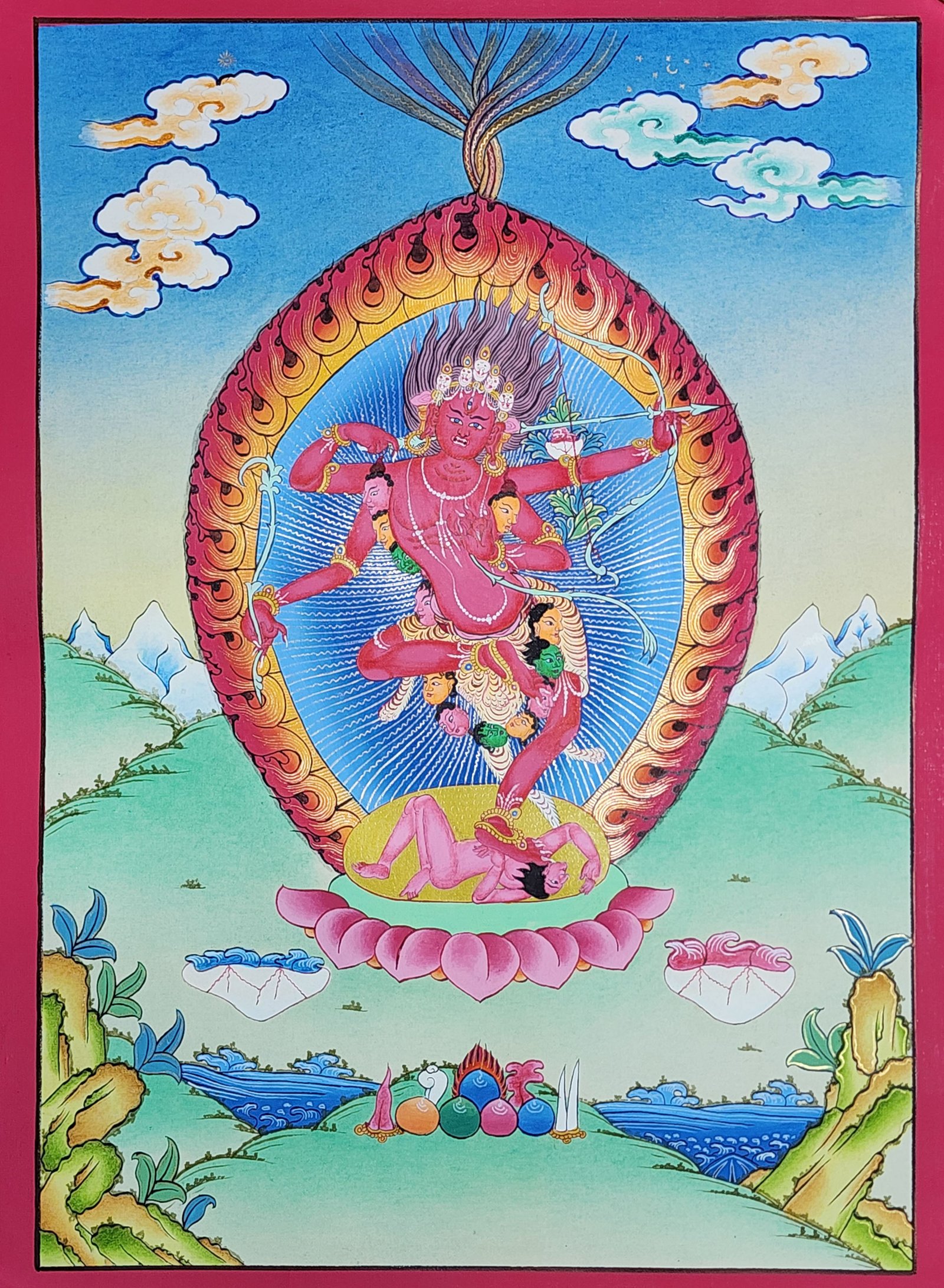 Kurukulla Thangka, Buddhist Traditional Painting, Hand Painted, Real Gold, Best Value