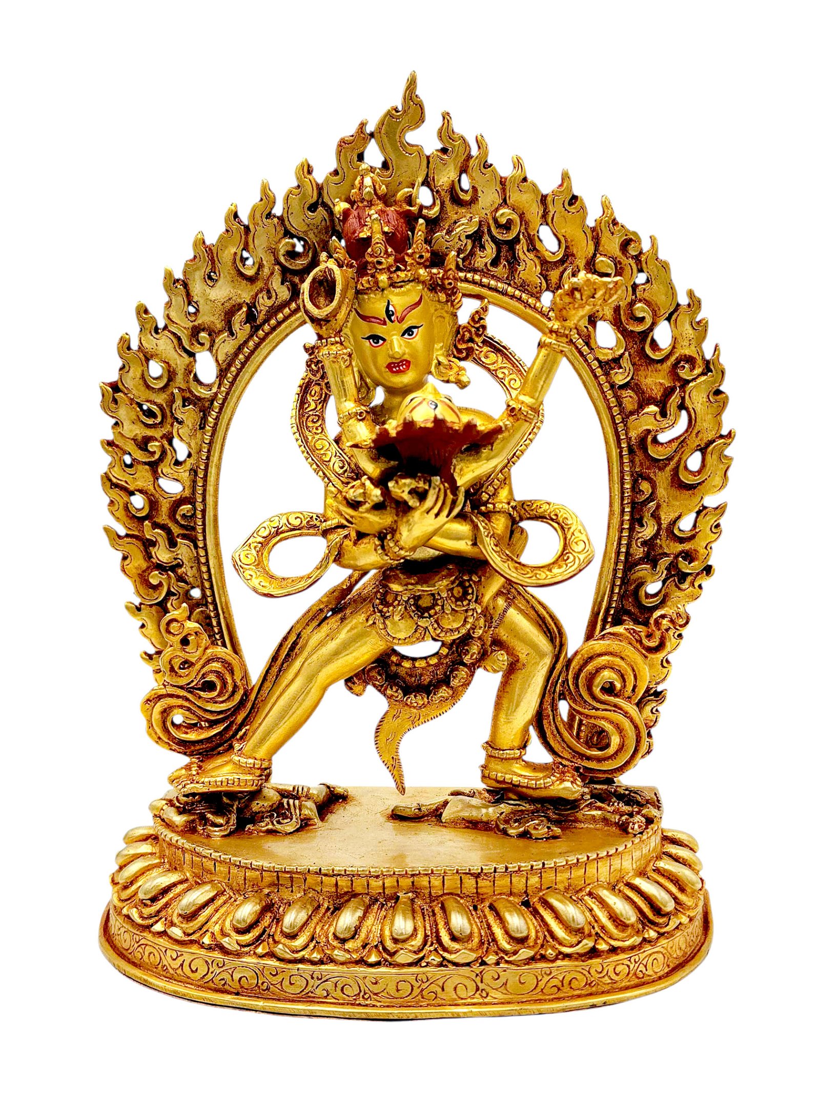 [chakrasamvara], Buddhist Miniature Statue, [full Gold Plated Finish], [hand Painted Face]