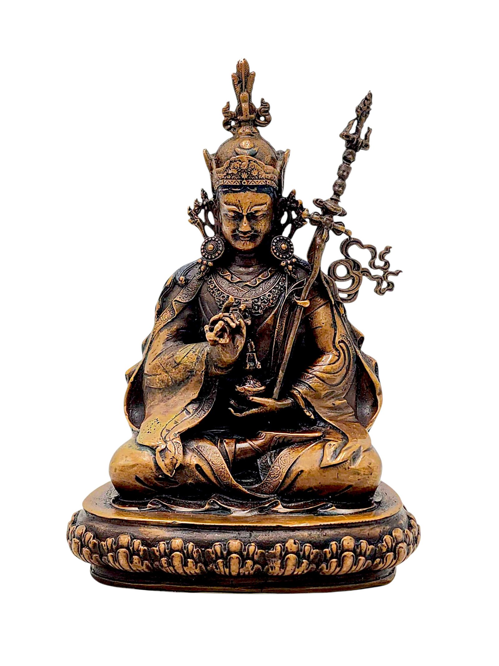 [padmasambhava], Buddhist Miniature Statue, [chocolate Oxidized Finish]