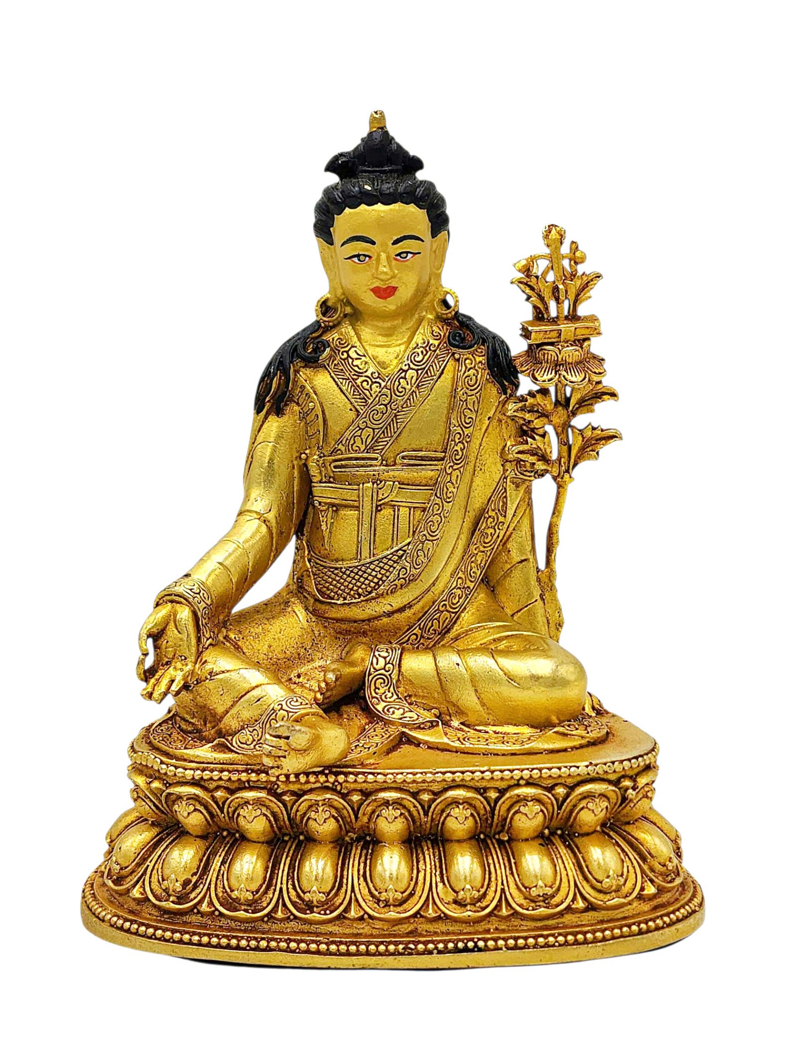 [jigmey Lingpa], Buddhist Miniature Statue, [full Gold Plated Finish], [hand Painted Face]