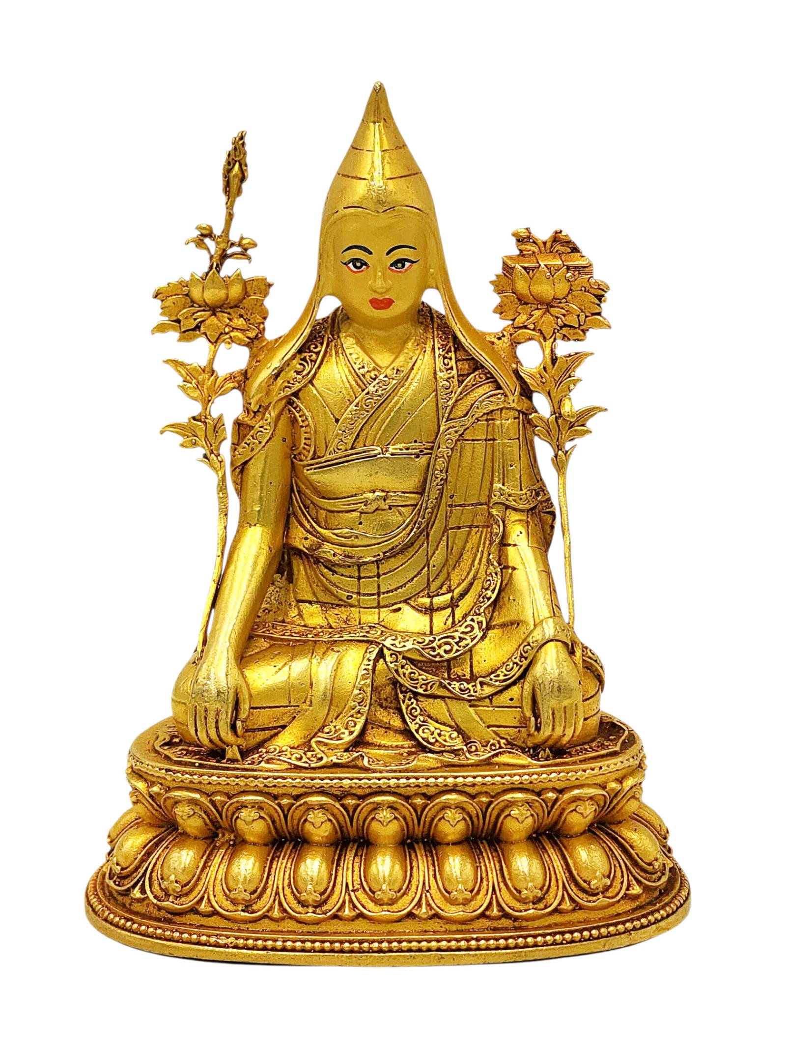 [longchenpa], Buddhist Miniature Statue, [full Gold Plated Finish], [hand Painted Face]