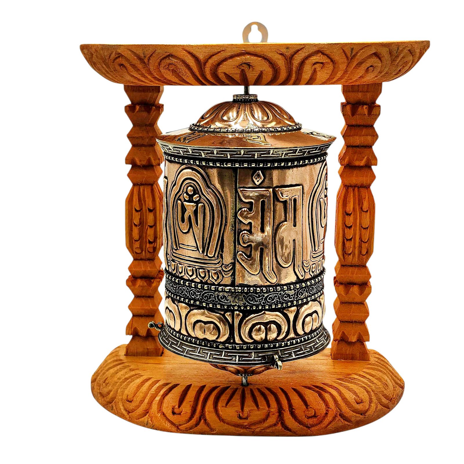 Handmade Buddhist Wall Prayer Wheel With Mantra Inside, OMPH, Wall Mount Decor