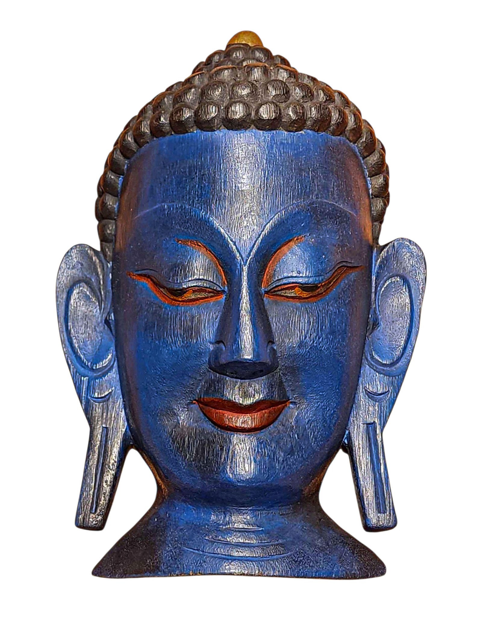 Handmade Wooden Mask, [buddha], Tibetan Style With [traditional Color], [poplar Wood]