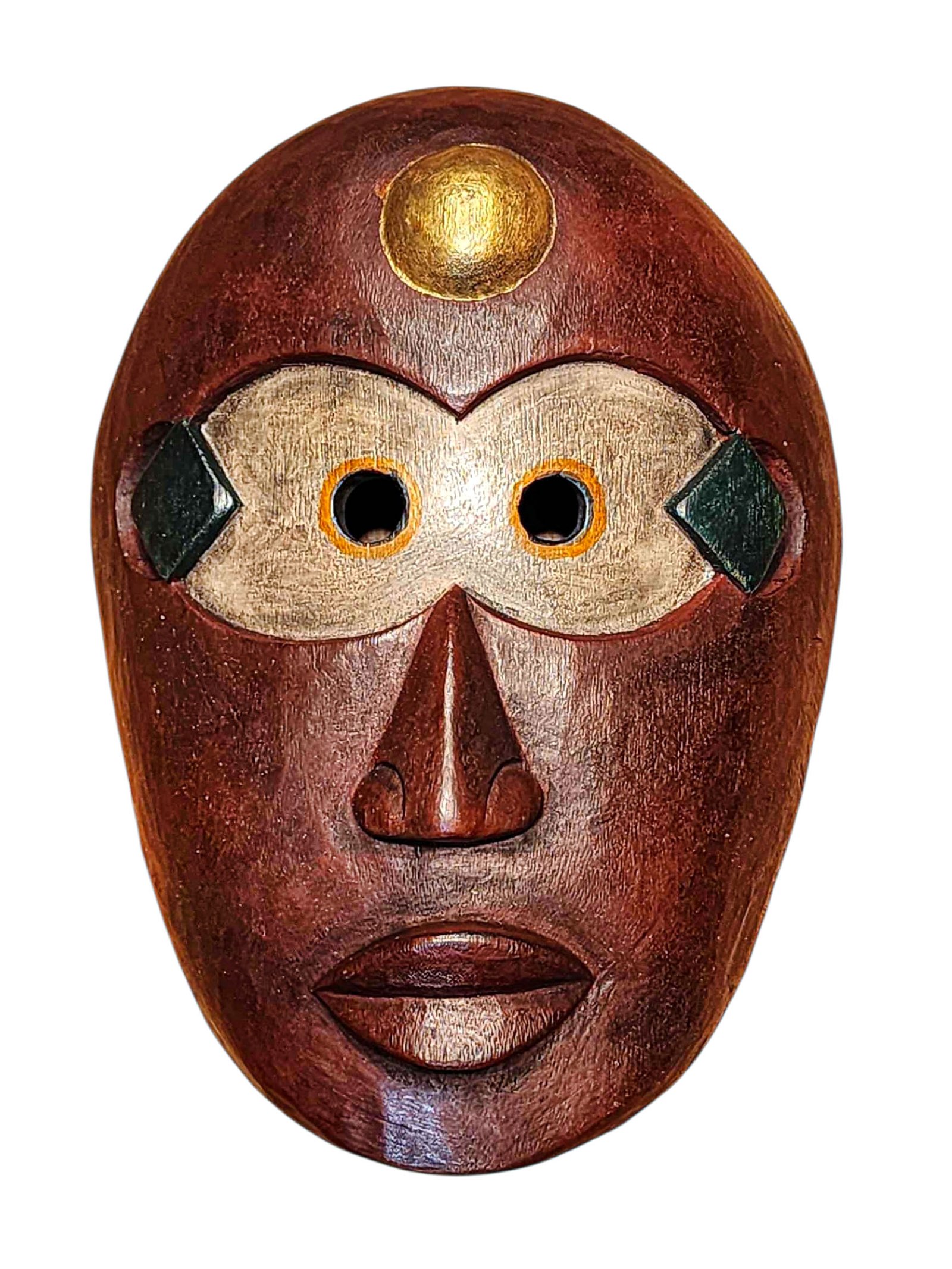 Handmade Wooden Mask, [tribal Mask], Tibetan Style With [traditional Color], [poplar Wood]