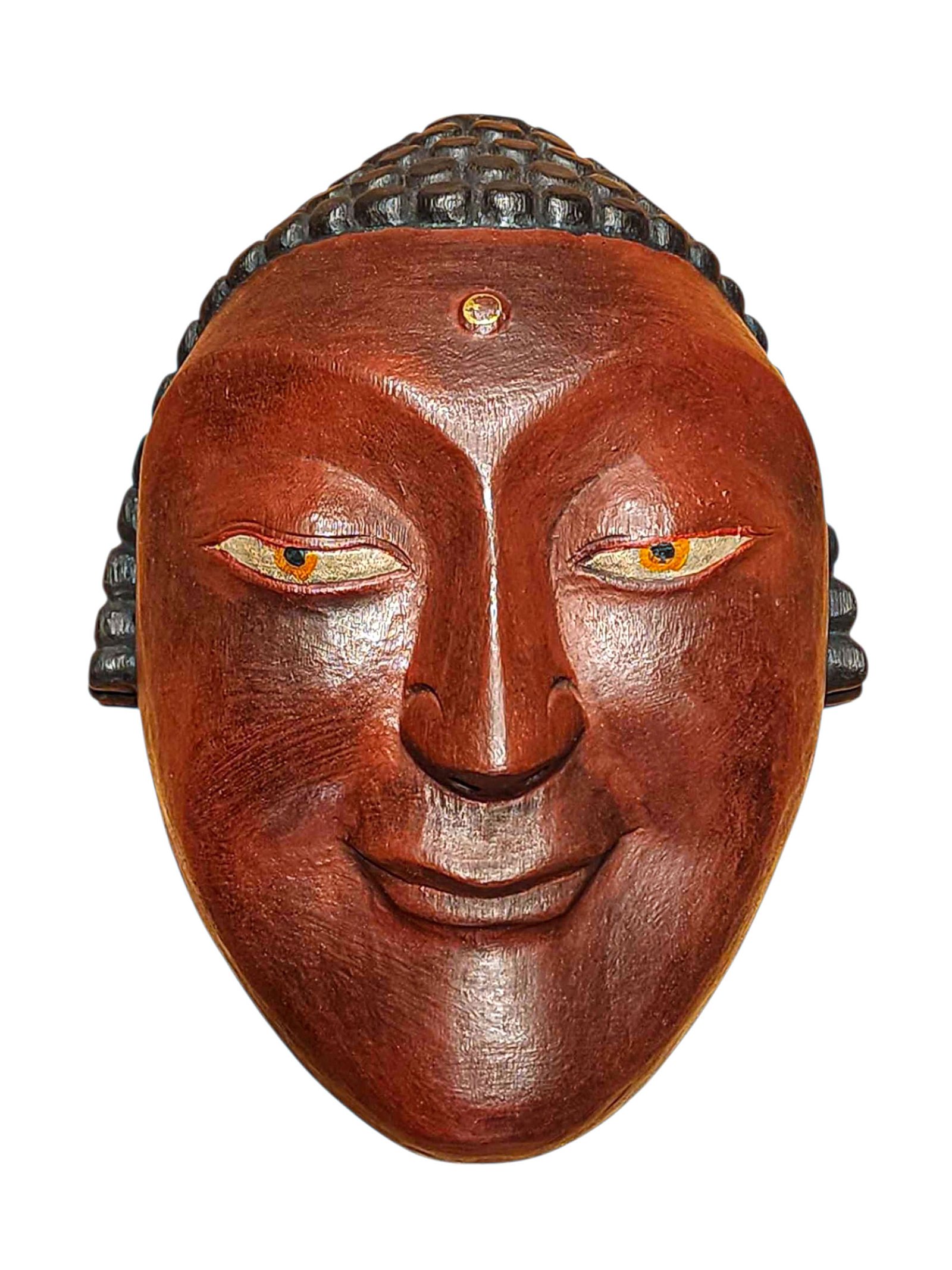 Handmade Wooden Mask, [tribal Mask], Tibetan Style With [traditional Color], [poplar Wood]