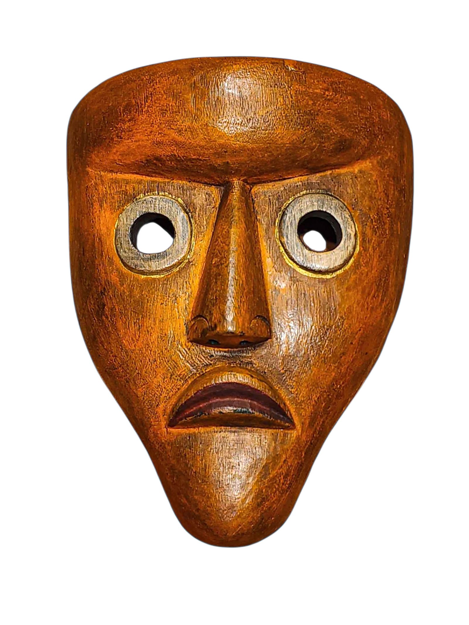 Handmade Wooden Mask, [tribal Mask], Tibetan Style With [traditional Color], [poplar Wood]