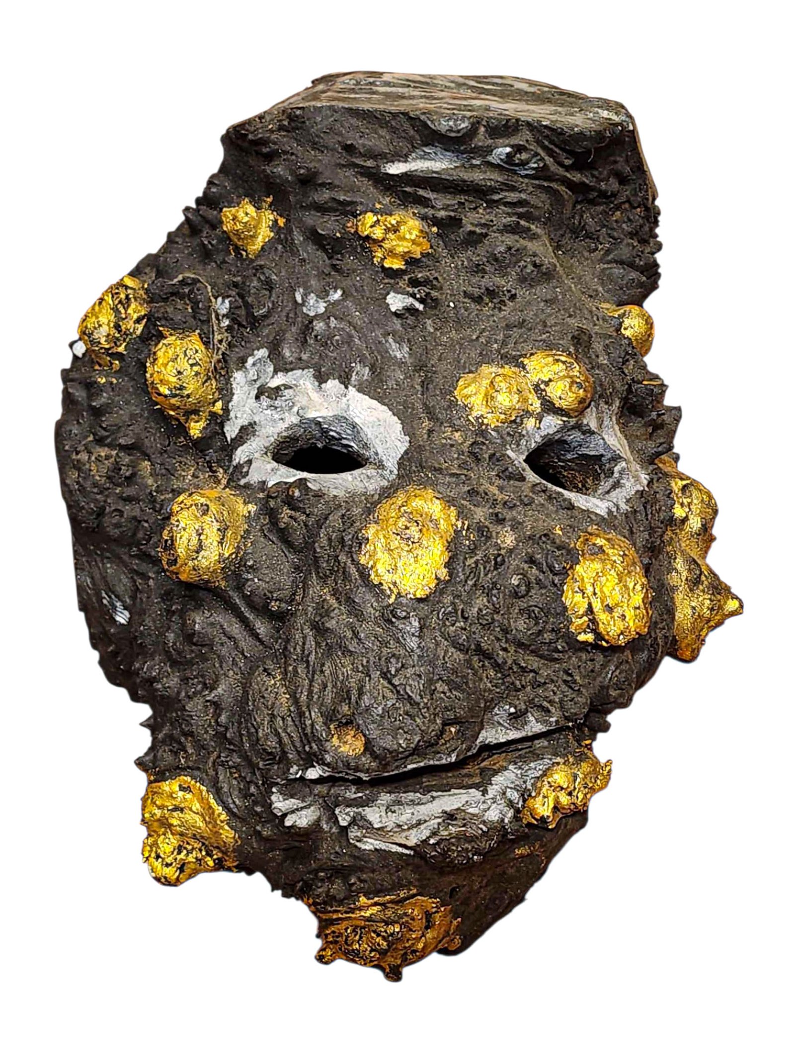 Handmade Wooden Mask, [mushroom], Tibetan Style With [traditional Color], [poplar Wood]