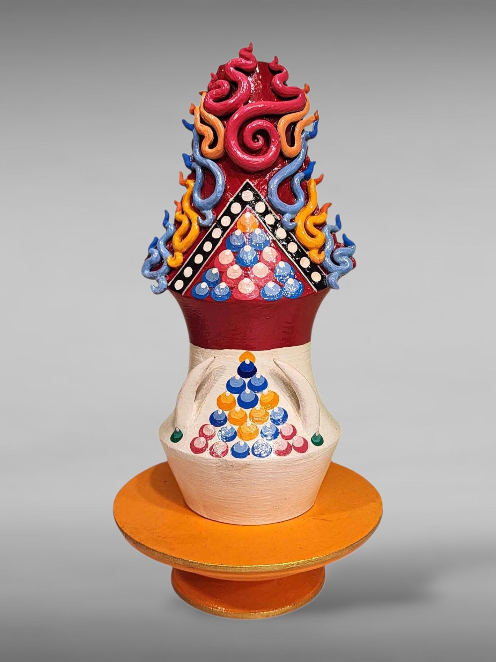 [hq], Handmade Tibetan [wrathful Red Food Torma], Hand Painted For Drakpo Shaltze Ritual, [custom Order]