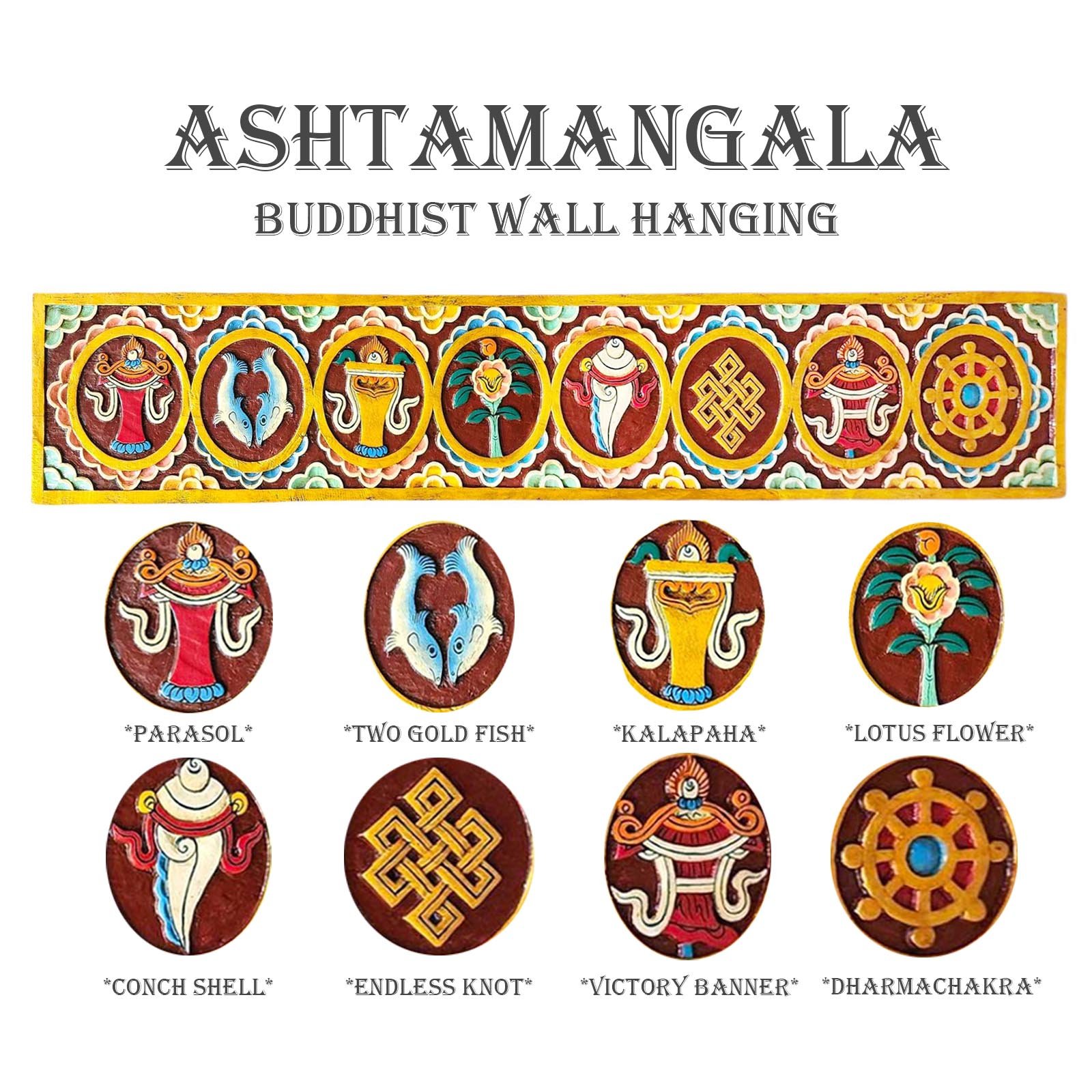 [ashtamangala Carved], Handmade Wall Hanging, [painted]