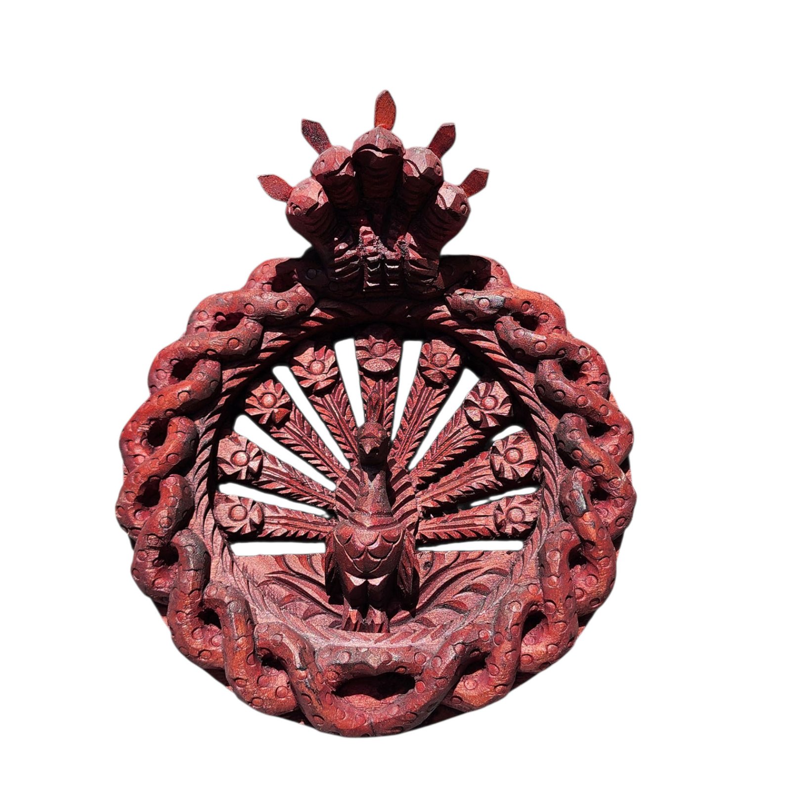 [premium] Traditional Newari Wooden [hand Carved Peacock Design For Decoration], Natural Wood,